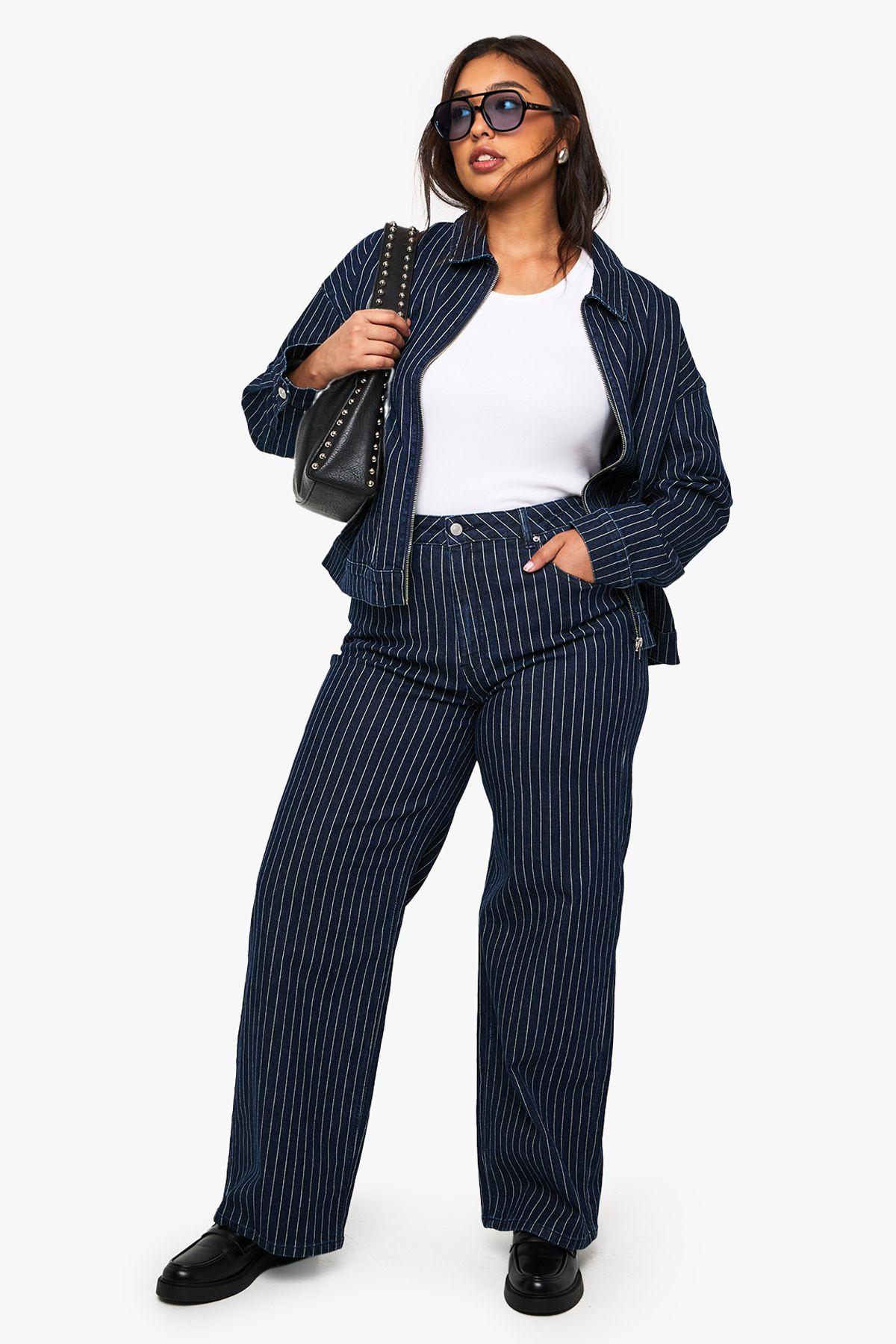Plus Striped Wide Leg Jean by BOOHOO