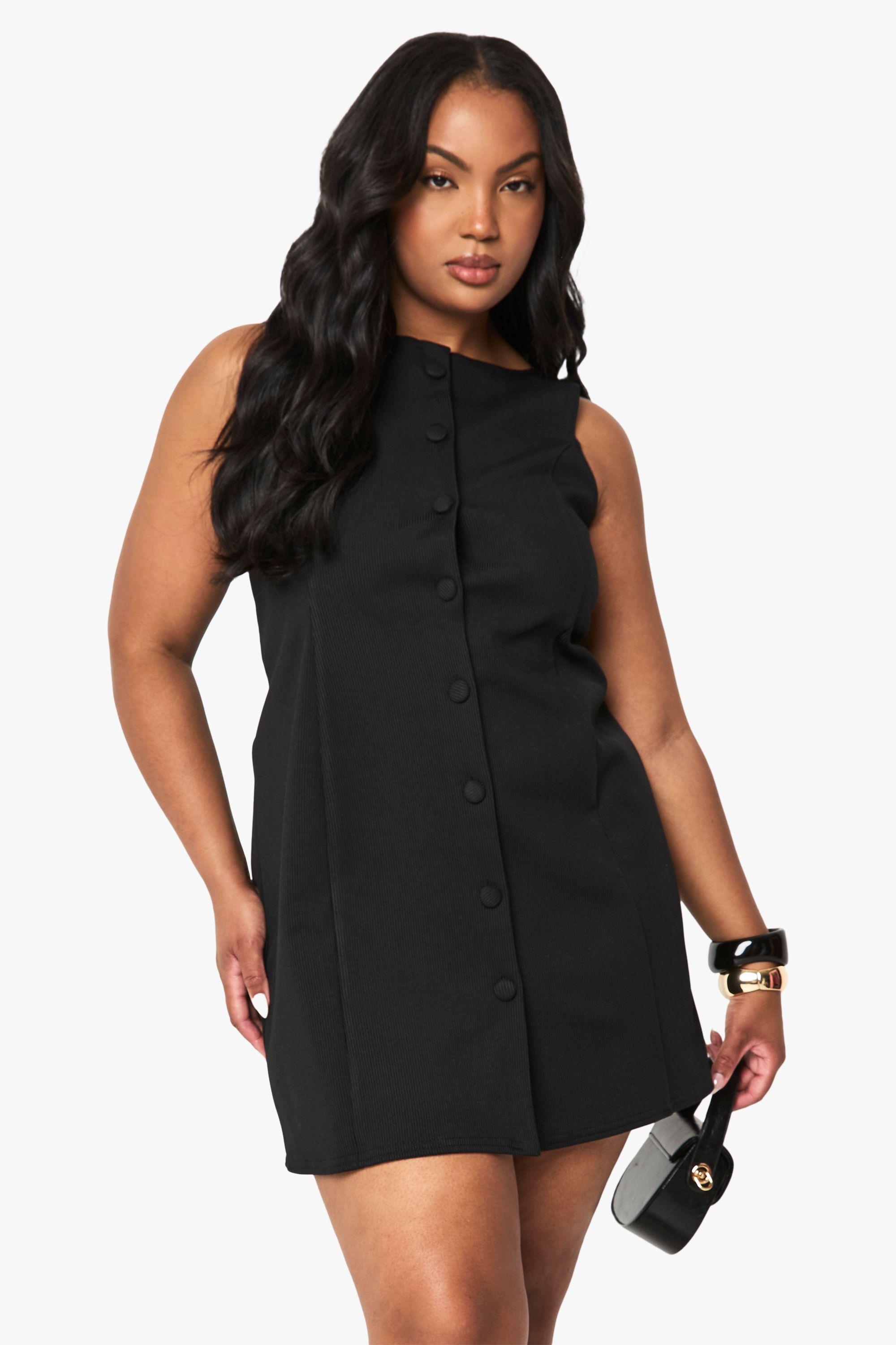 Plus Structured Button Down Mini Dress by BOOHOO