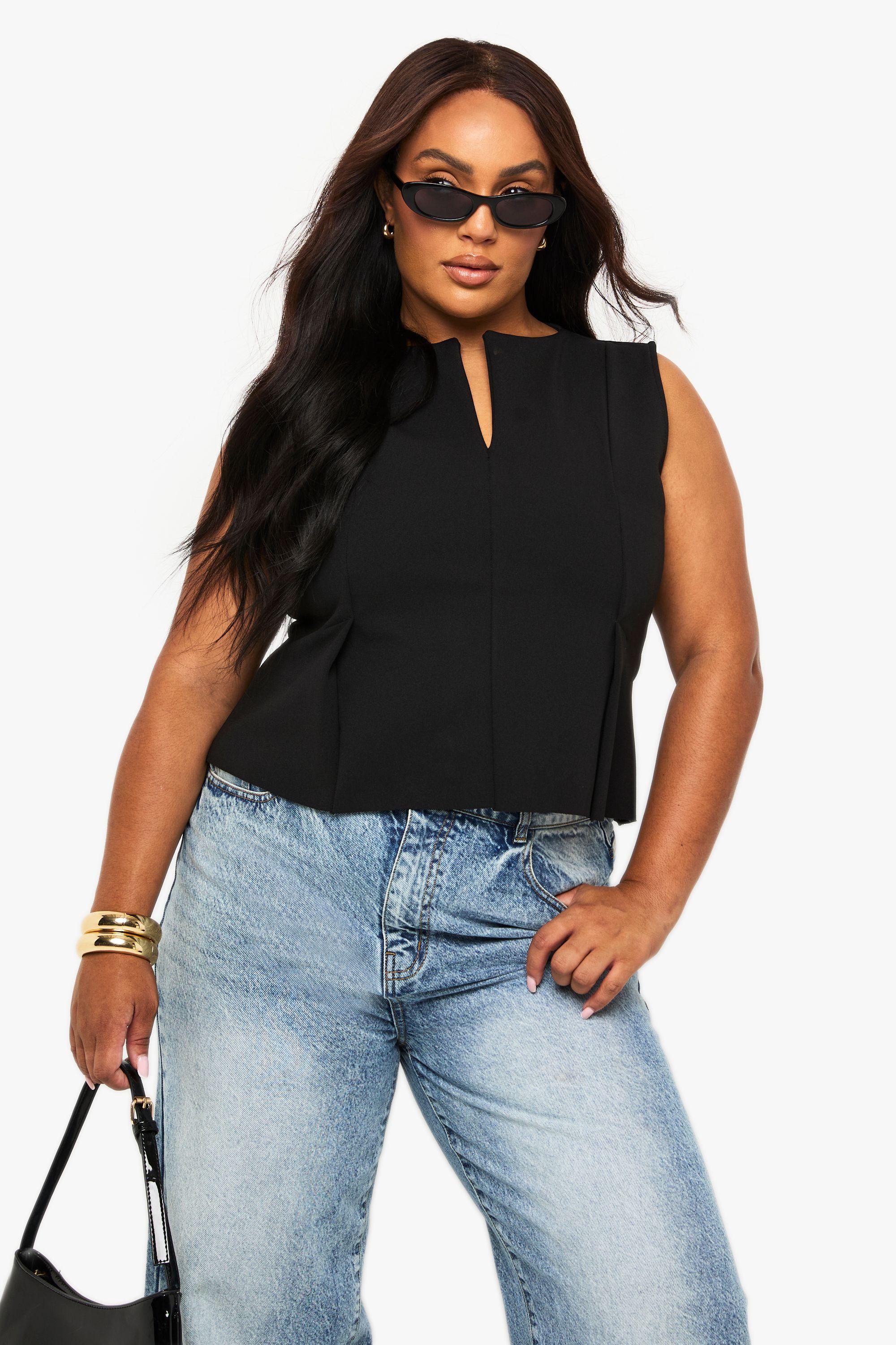 Plus Structured Peplum Hem Top by BOOHOO