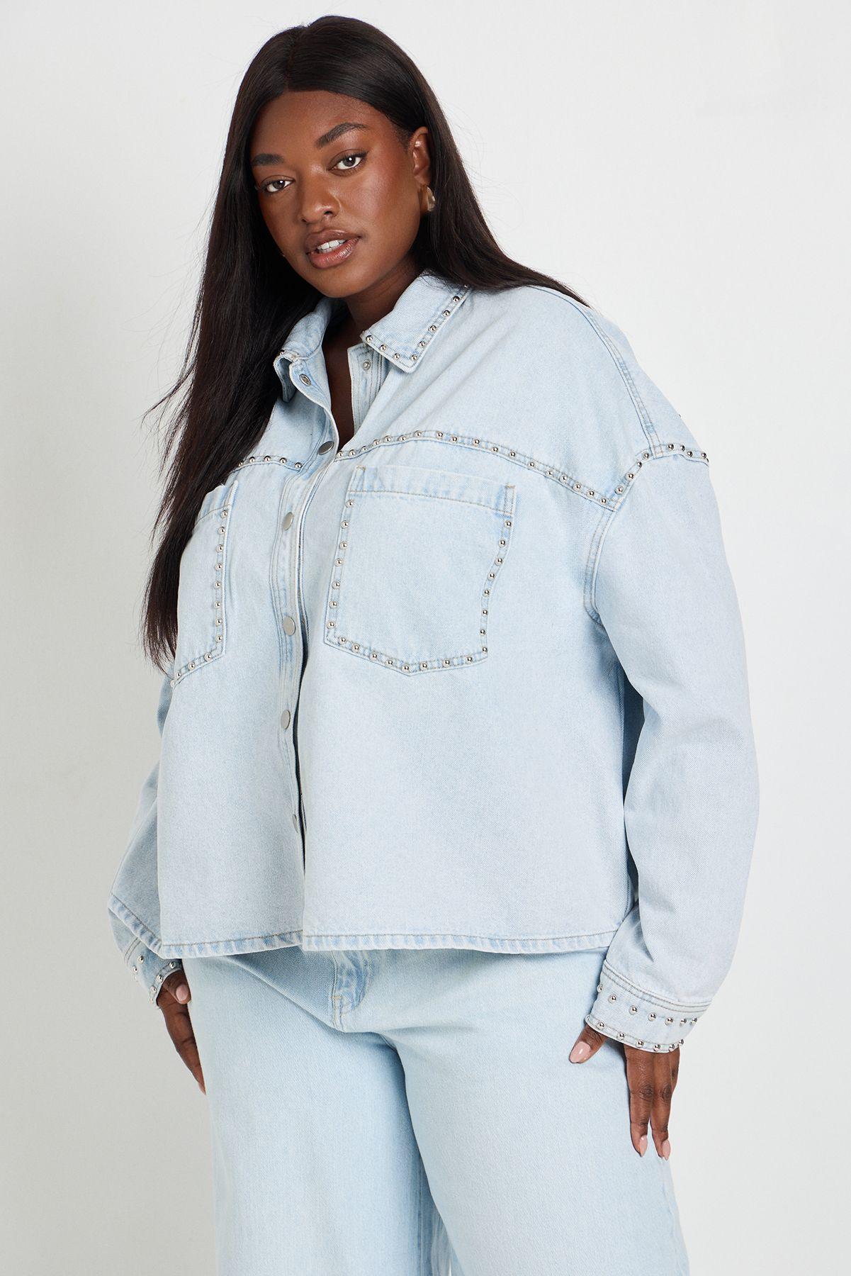 Plus Studded Denim Jacket by BOOHOO