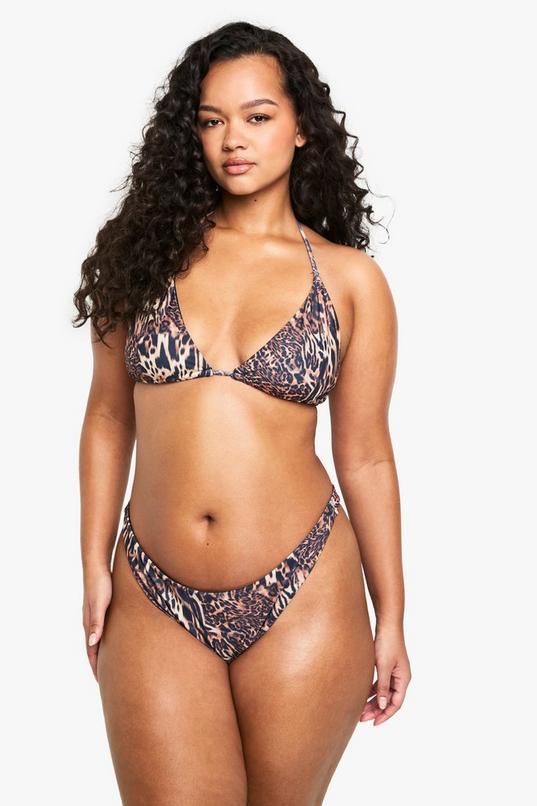 Plus Swimwear Essentials Leopard Triangle Bikini Top by BOOHOO