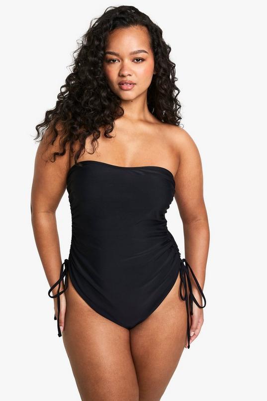 Plus Swimwear Essentials Ruched Tummy Control Swimsuit by BOOHOO