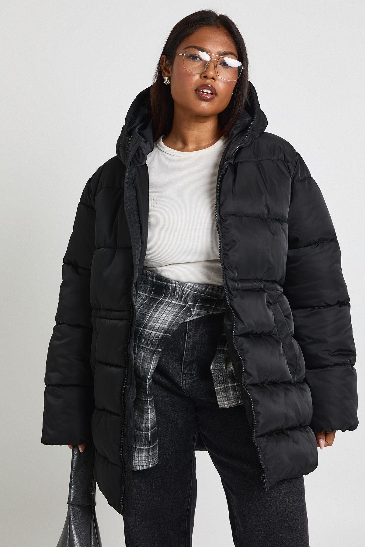 Plus Synched Waist Puffer Jacket by BOOHOO