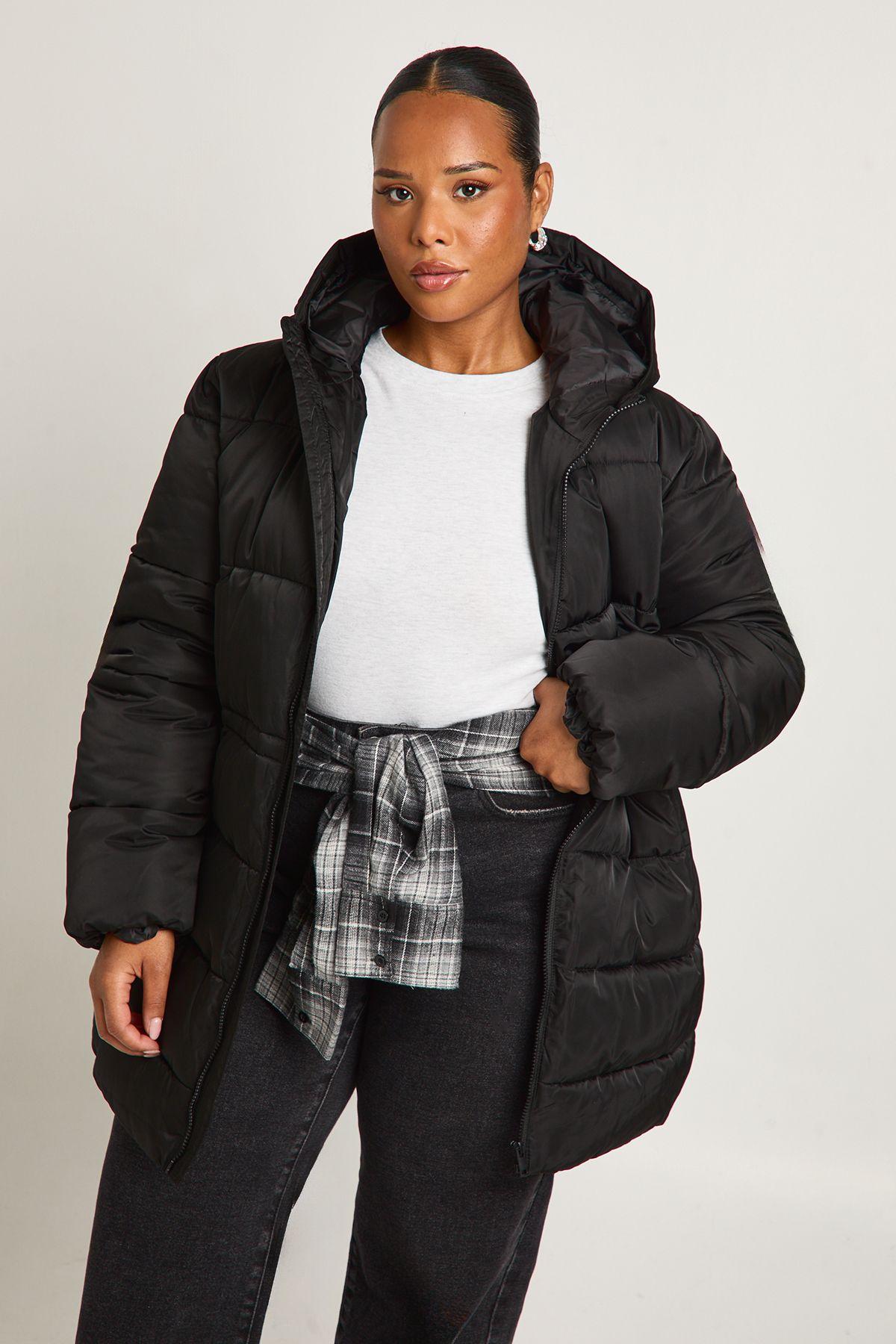 Plus Synched Waist Puffer Jacket by BOOHOO