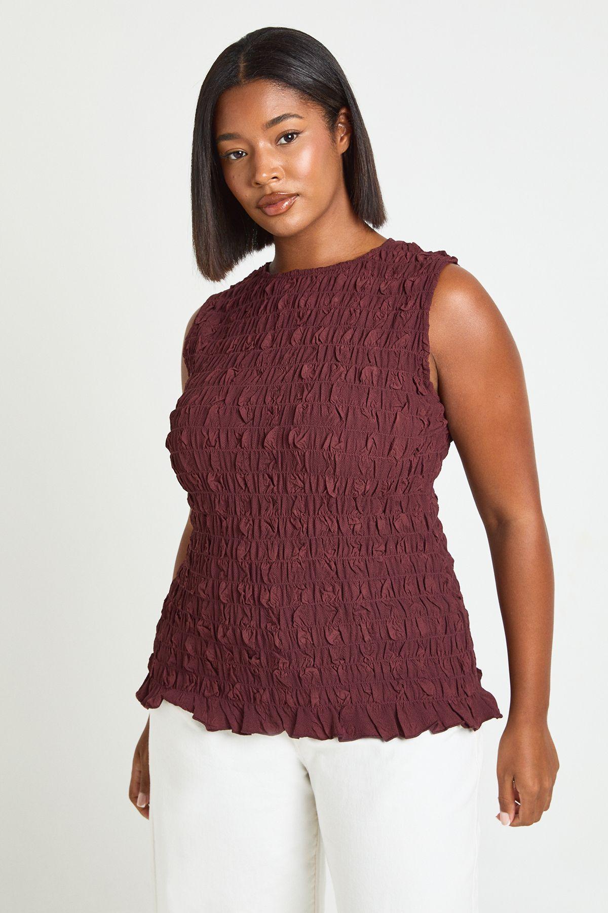 Plus Textured Seersucker Top by BOOHOO Plus Textured Seersucker Top by BOOHOO