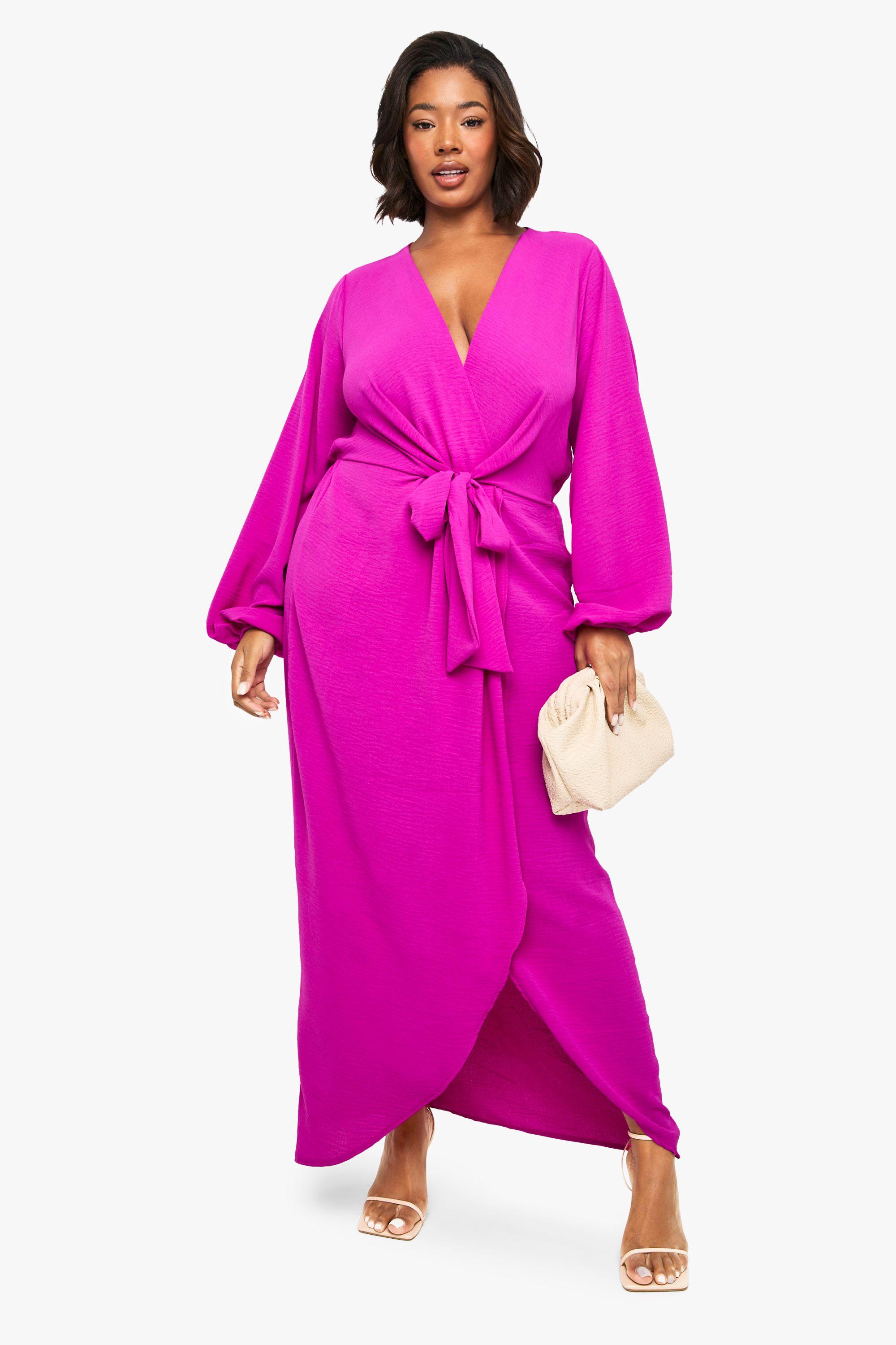 Plus Textured Tie Detail Maxi Dress by BOOHOO
