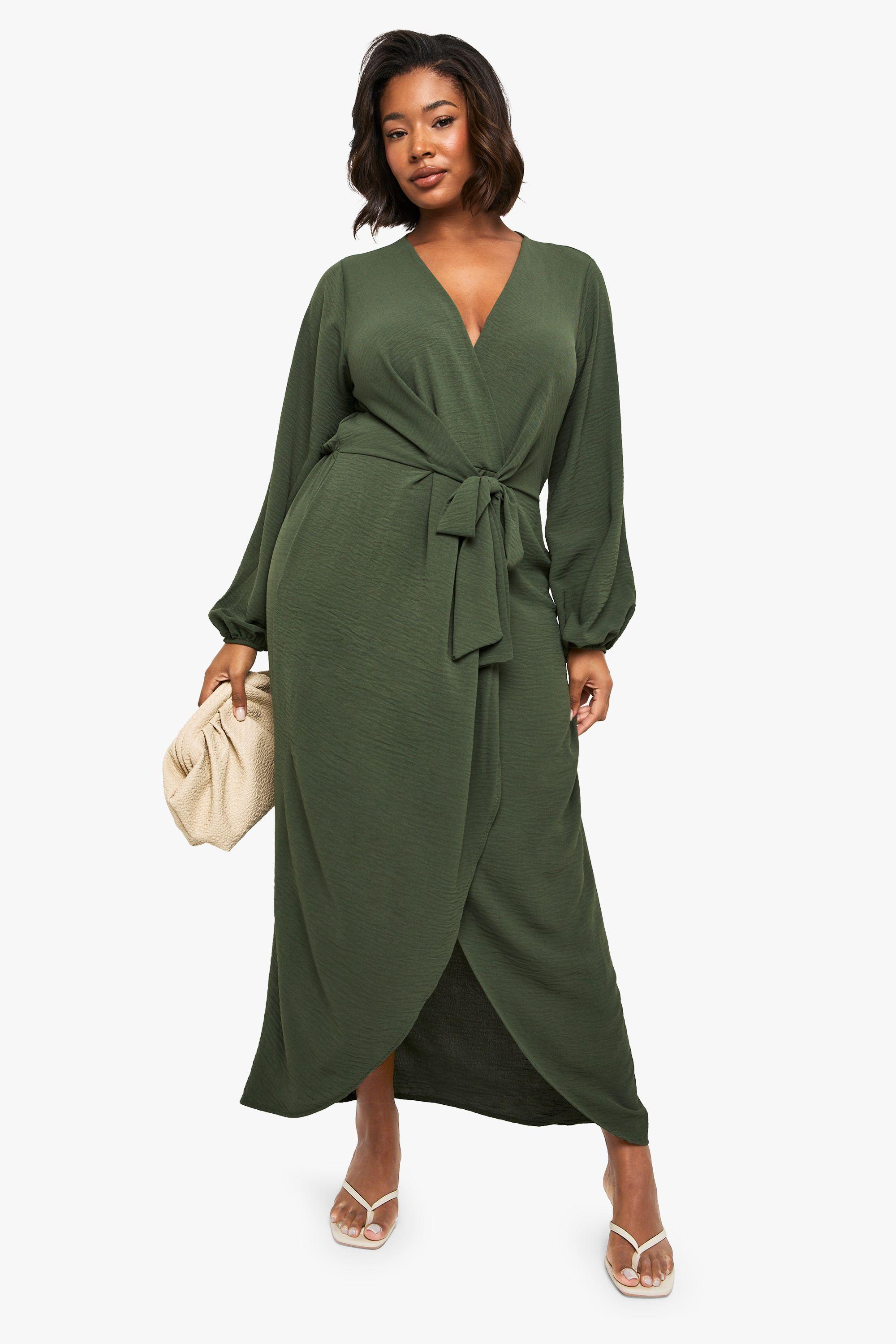 Plus Textured Tie Detail Maxi Dress by BOOHOO
