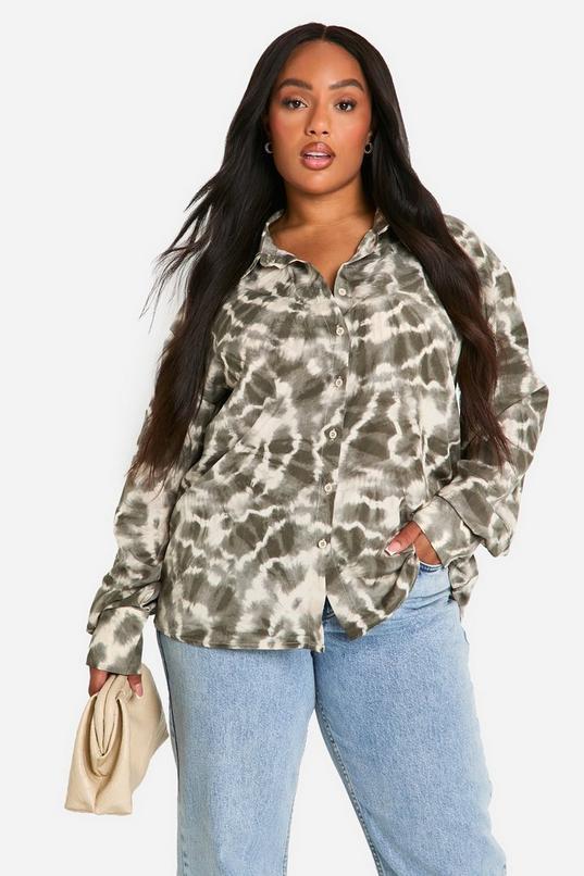 Plus Tie Dye Abstract Oversized Shirt by BOOHOO