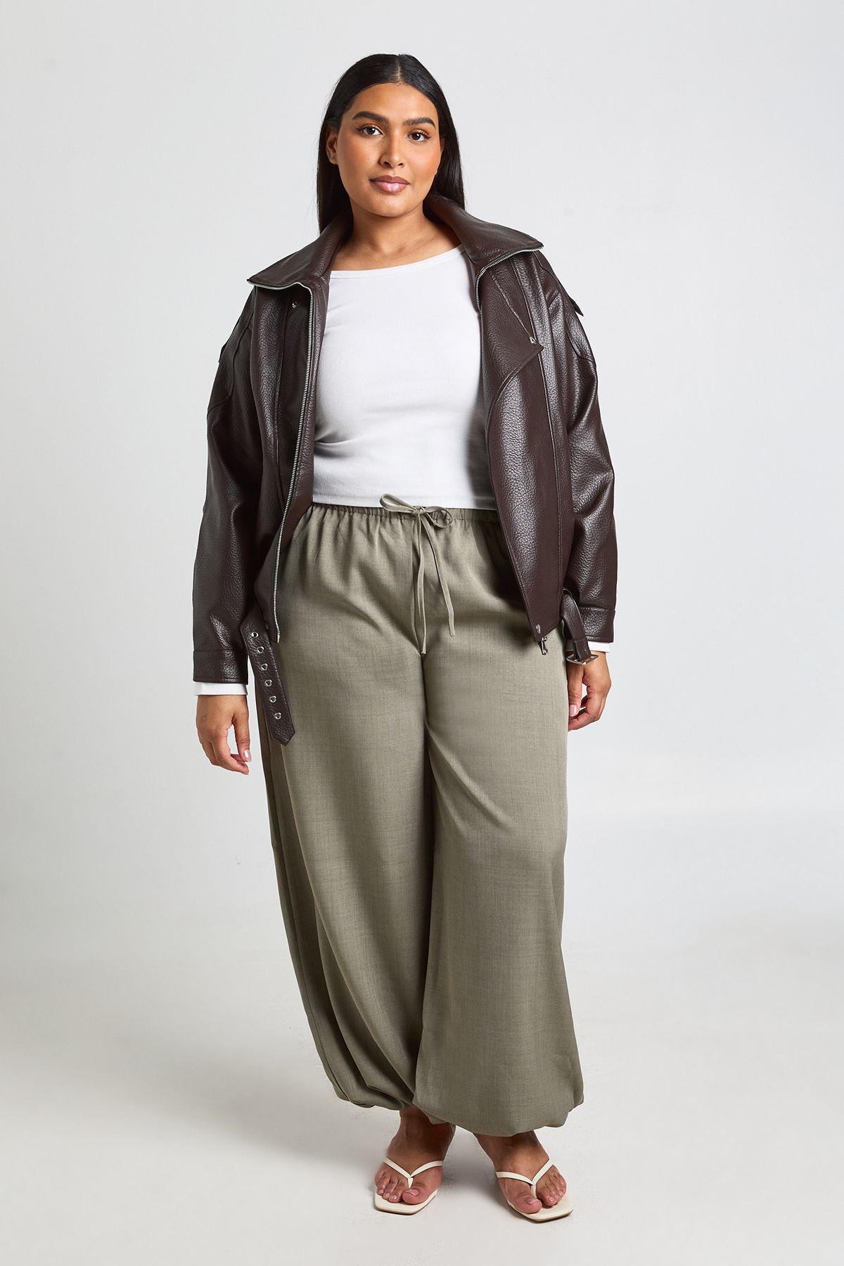 Plus Tie Front Marl Wide Leg Trouser by BOOHOO