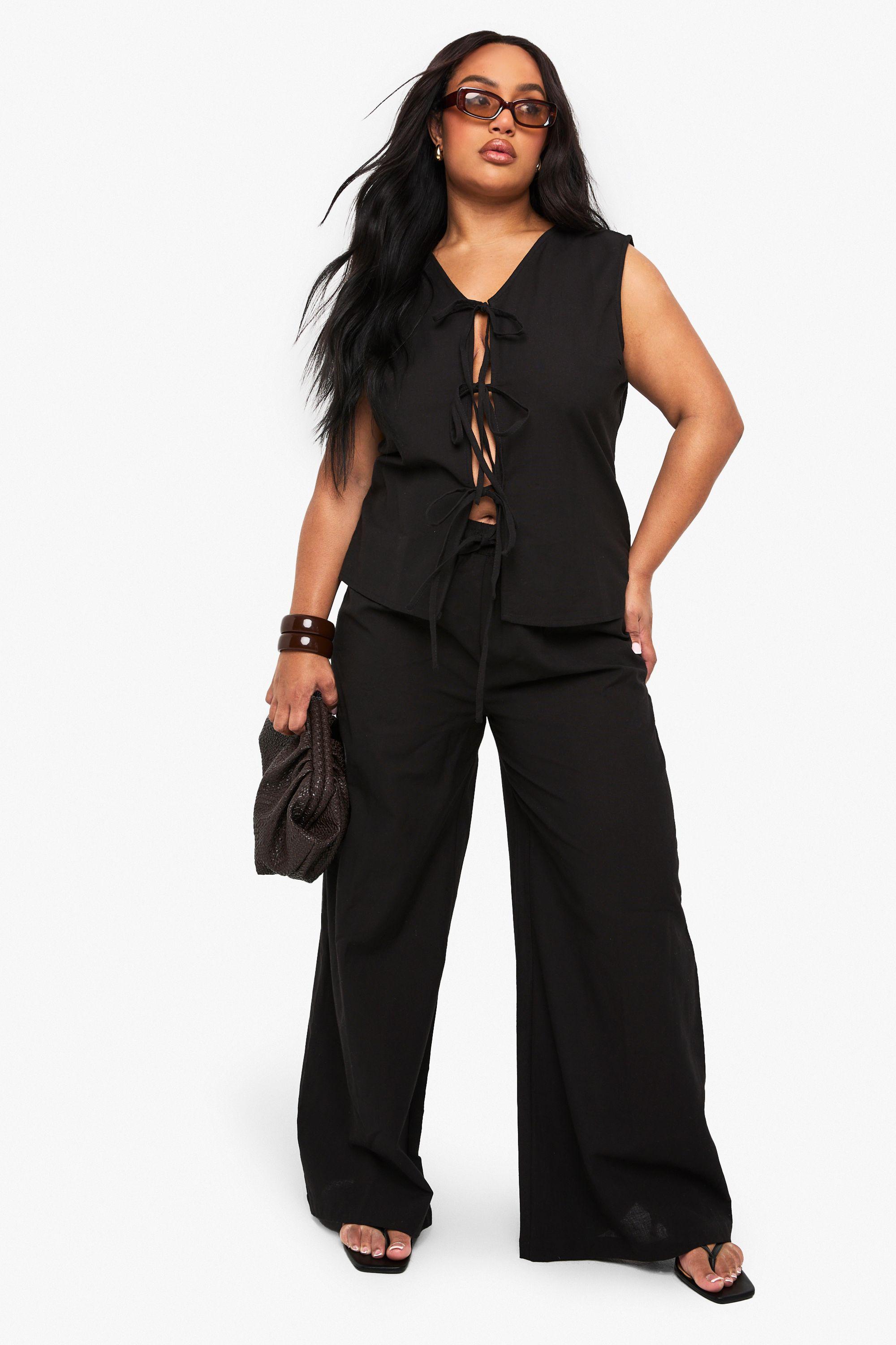 Plus Tie Front Sleeveless Top And Paperbag Trouser Co-ord by BOOHOO