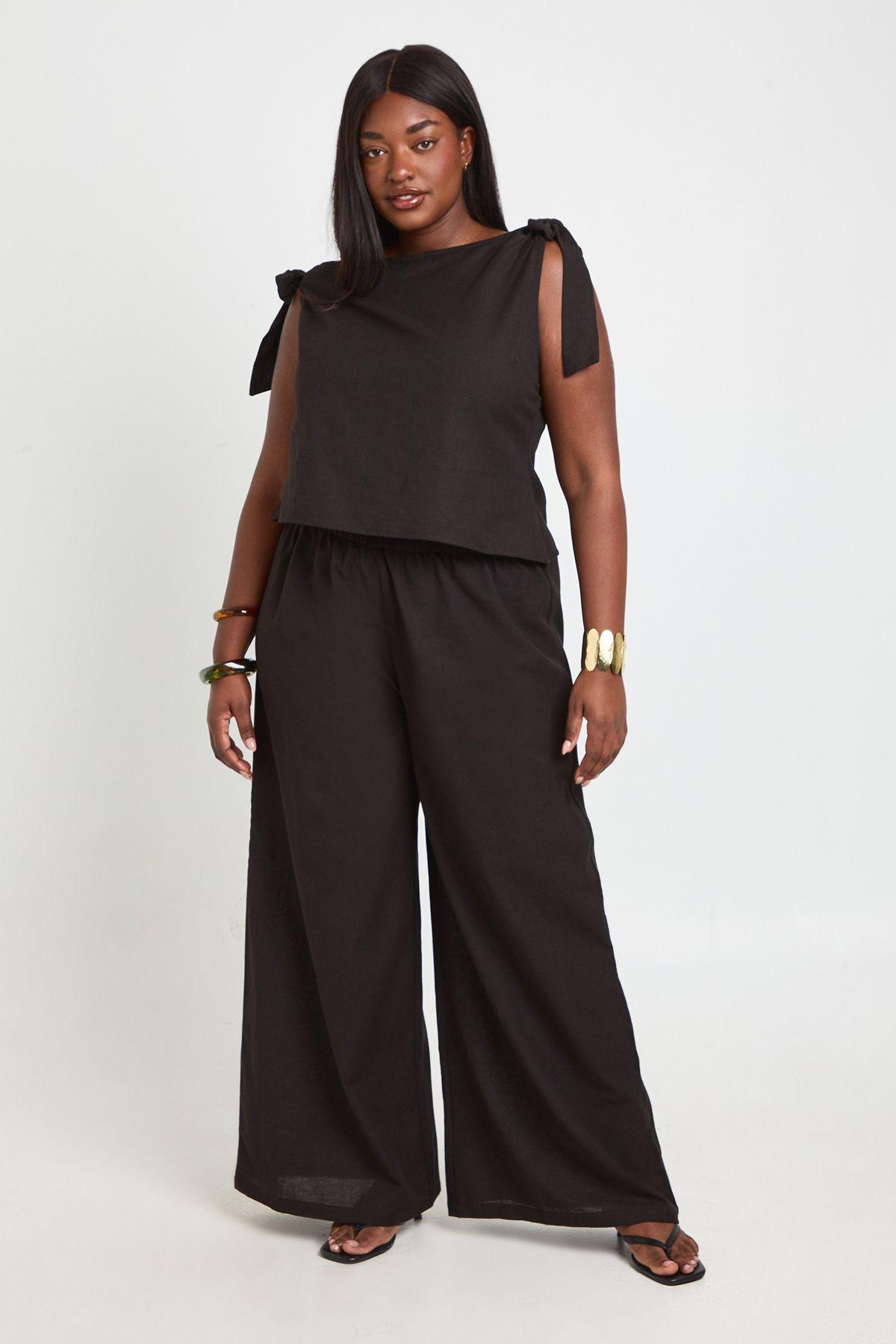 Plus Tie Shoulder Boat Neck Trouser Co Ord by BOOHOO