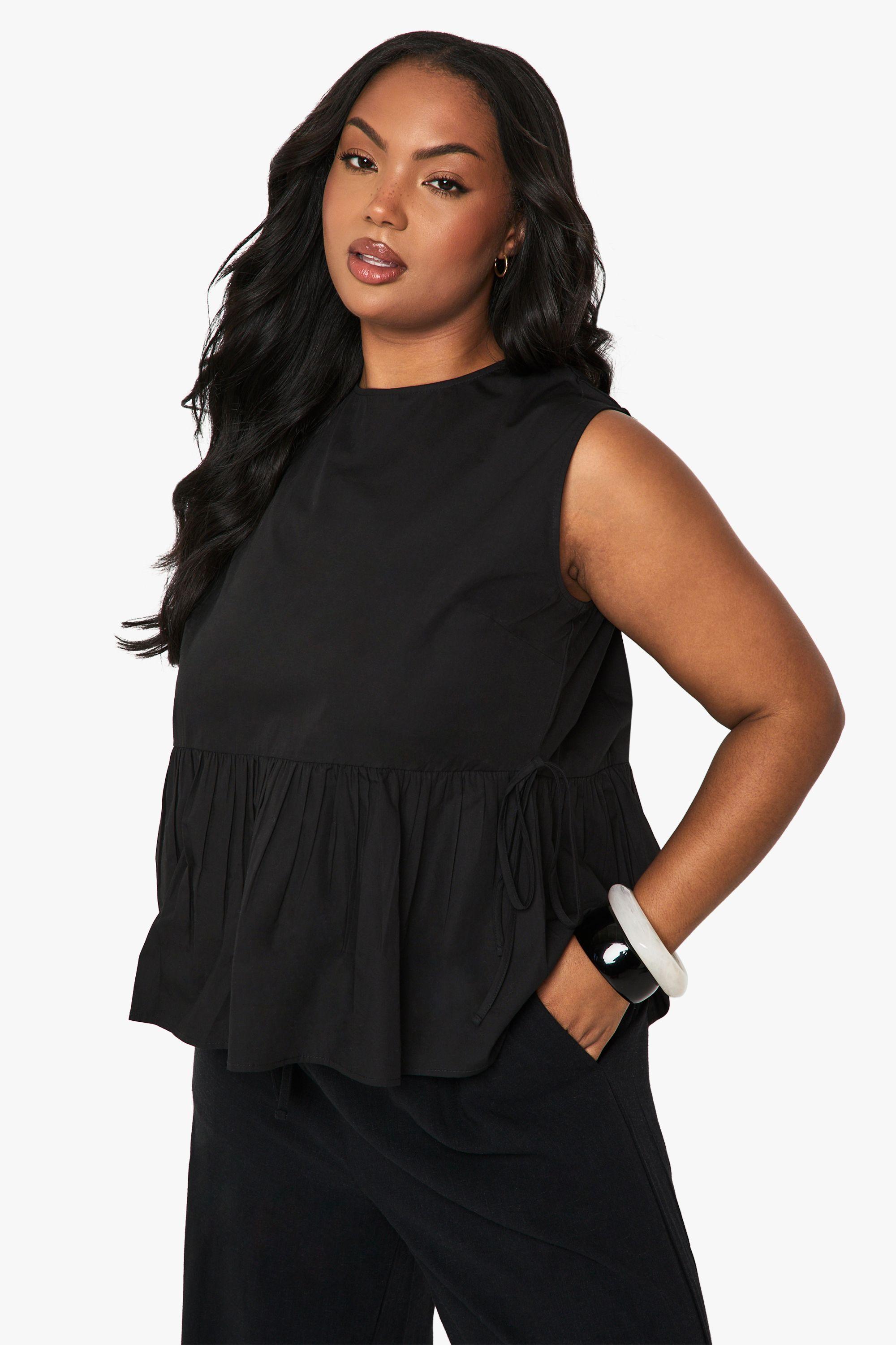 Plus Tie Side Smock Top by BOOHOO