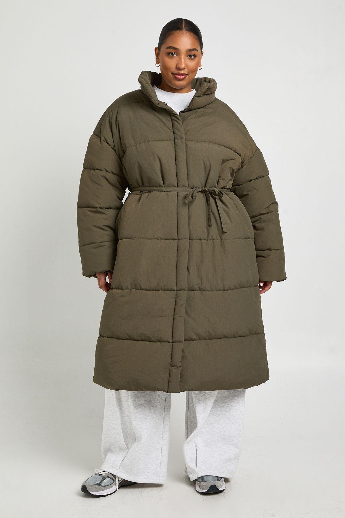 Plus Tie Waist Puffer Jacket by BOOHOO
