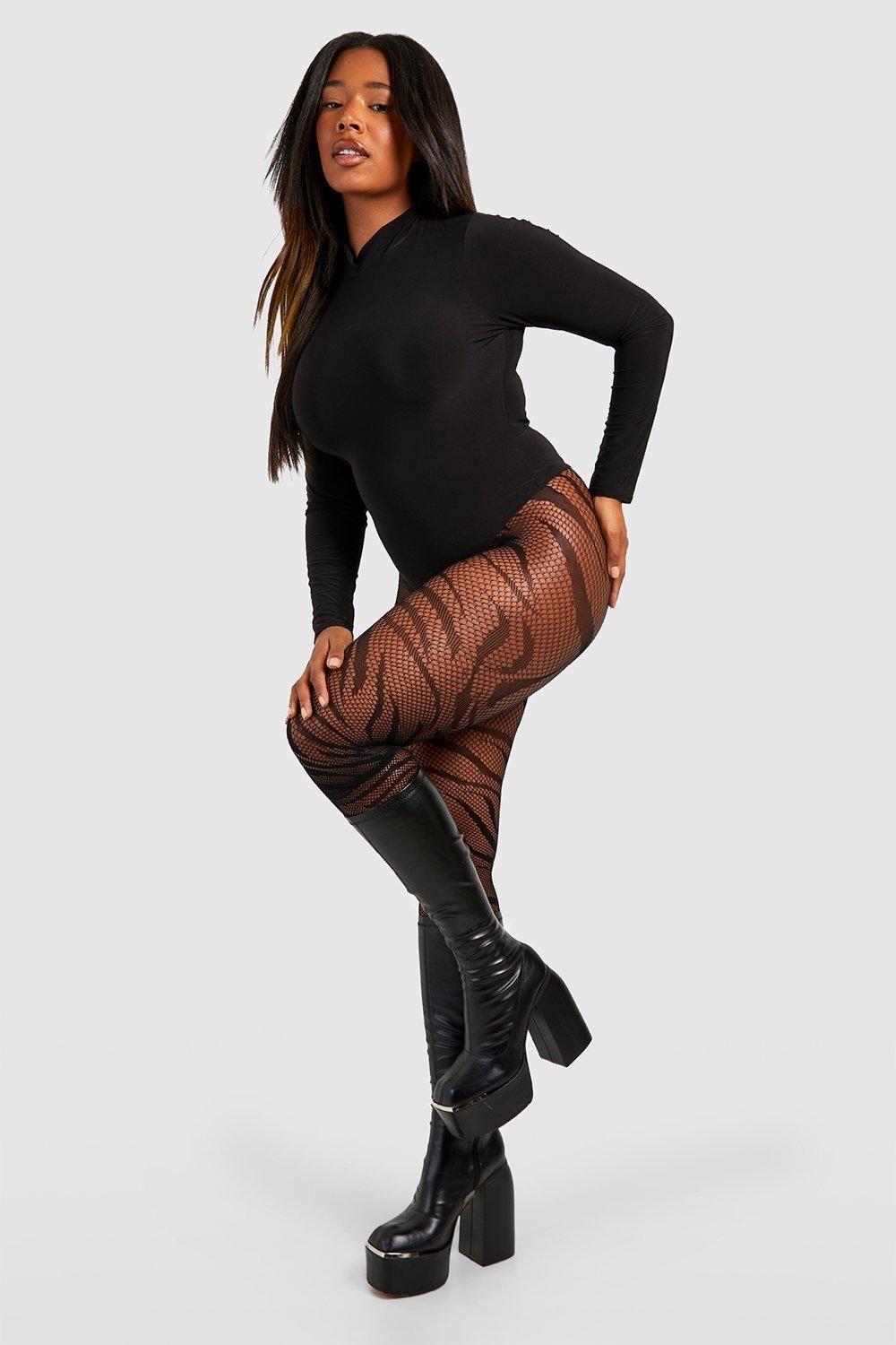 Plus Tiger Print Tights by BOOHOO