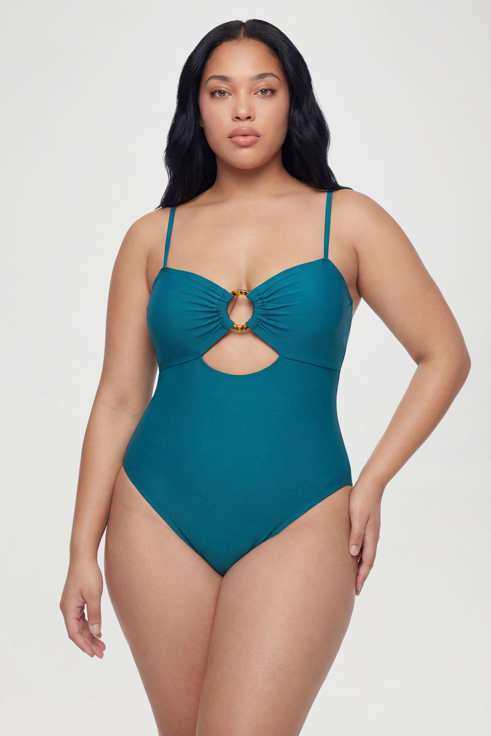 Plus Trim Detail Keyhole Swimsuit by BOOHOO