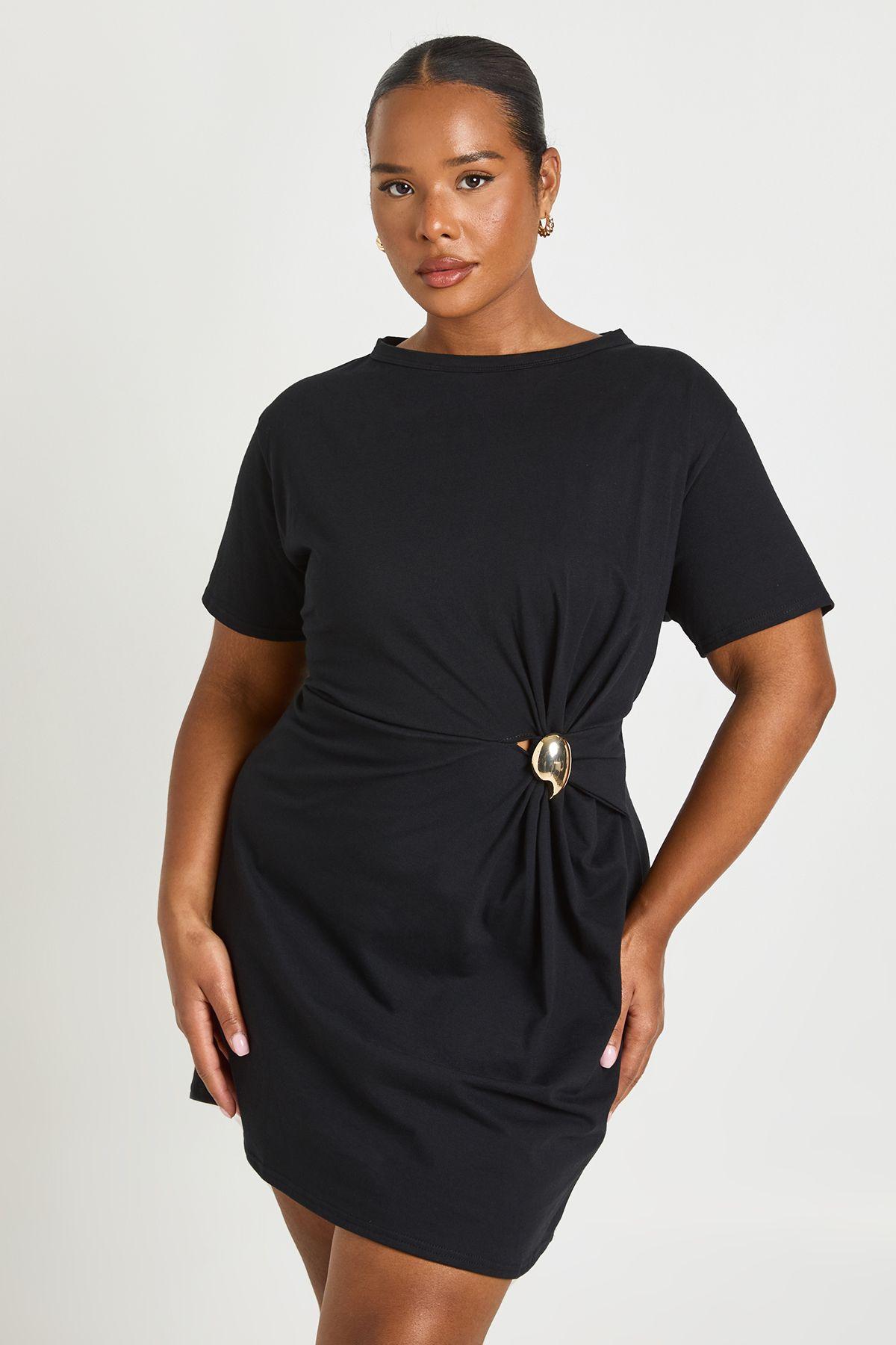 Plus Trim Detail T-Shirt Dress by BOOHOO