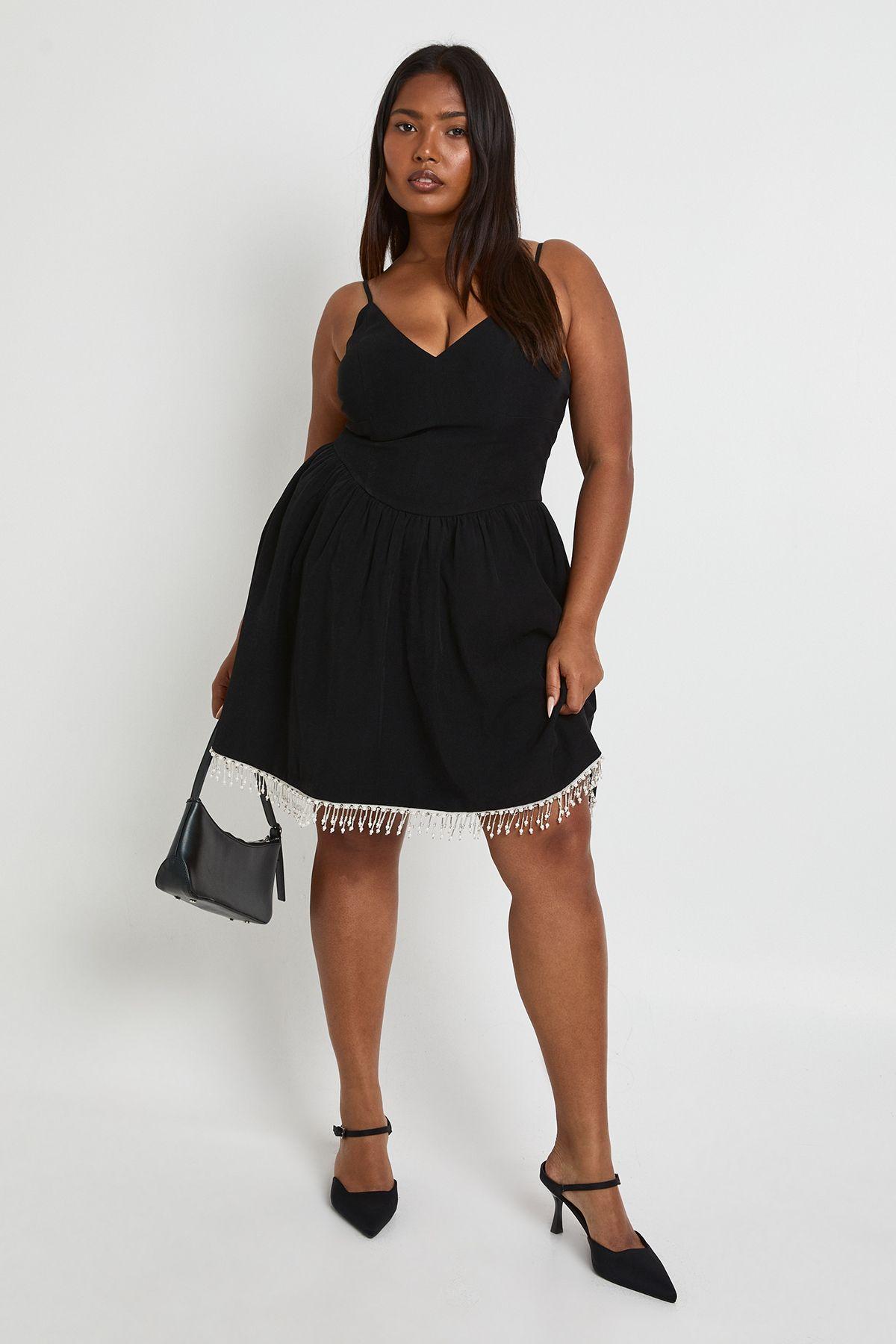 Plus Trim Hem Skater Dress by BOOHOO