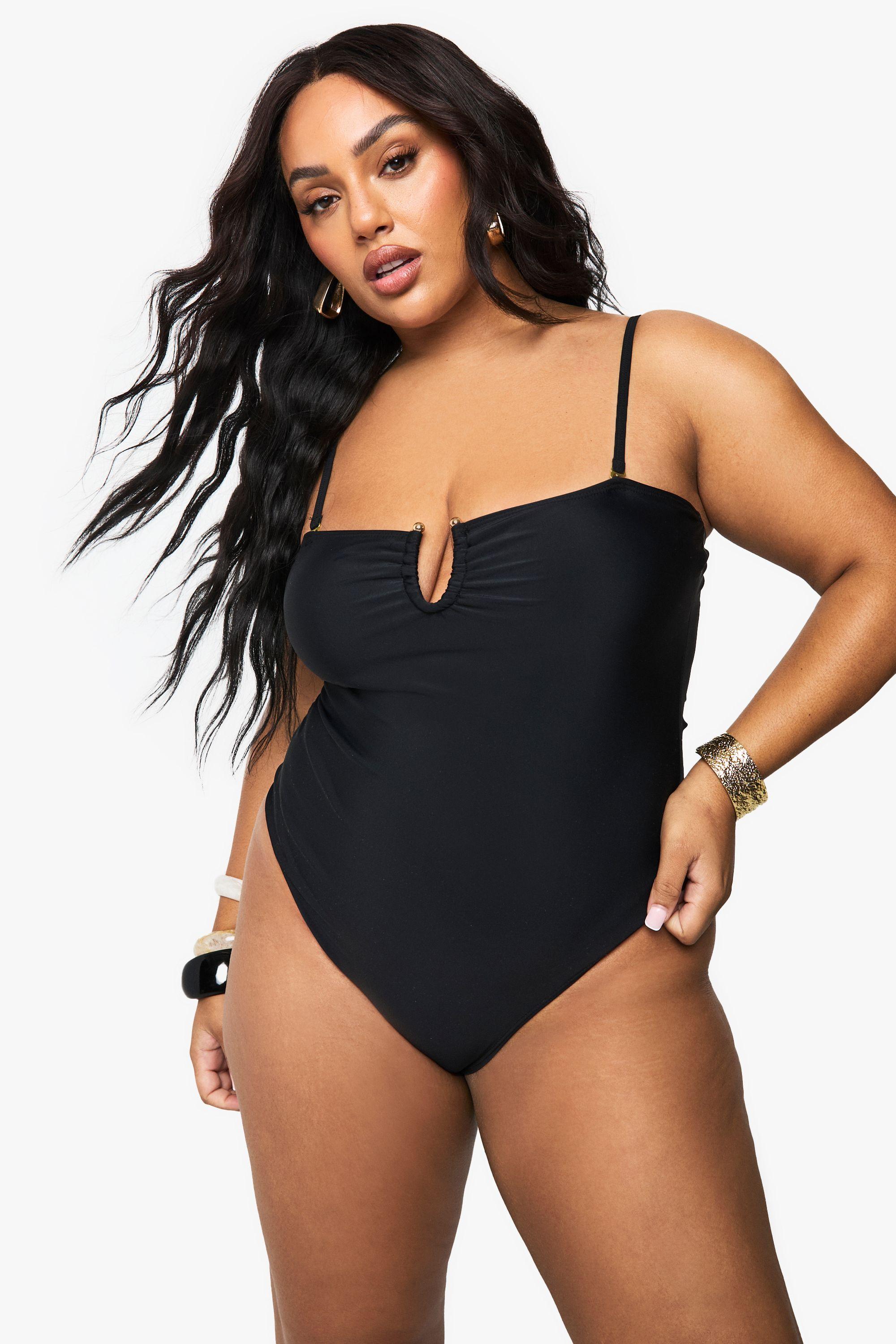 Plus Tummy Control Cross Over Swimsuit by BOOHOO