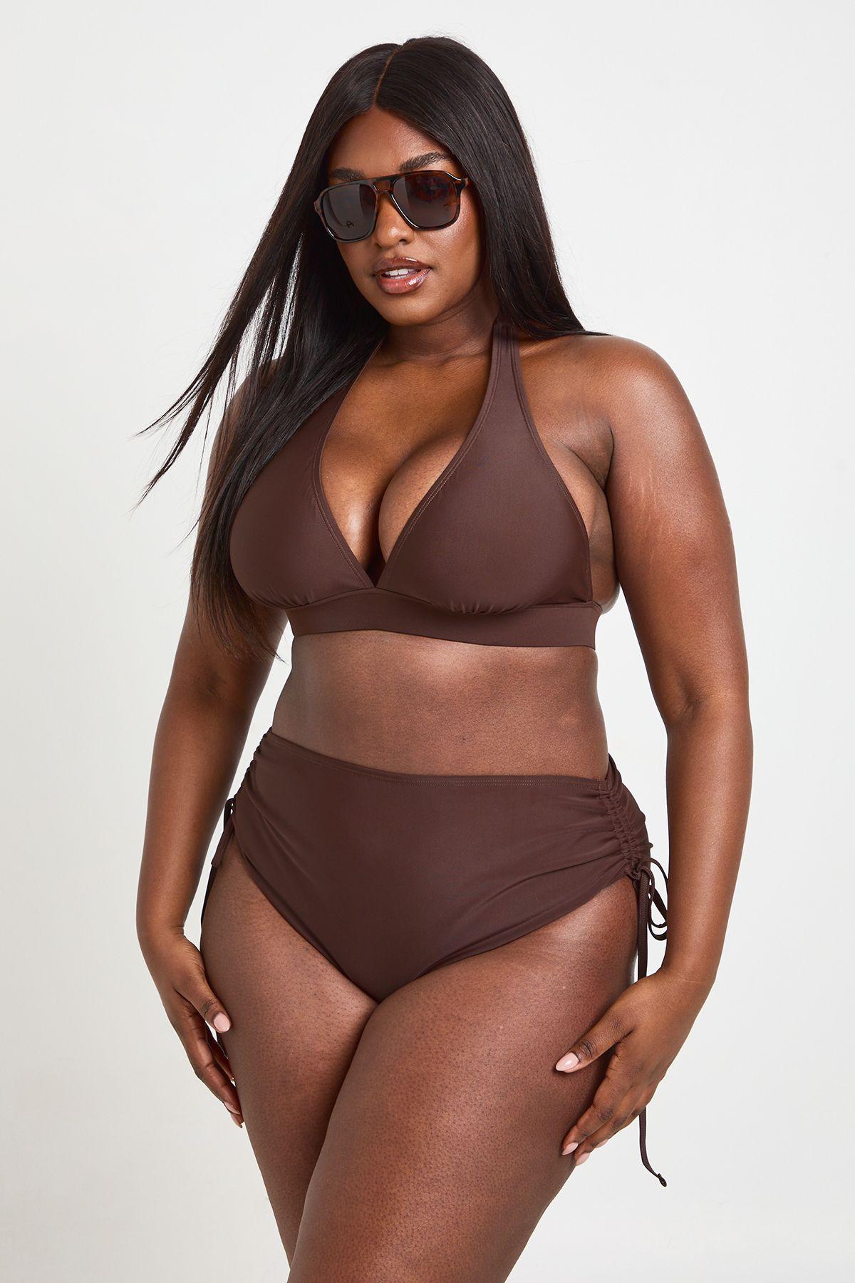 Plus Tummy Control High Waist and Plunge Bikini Set by BOOHOO
