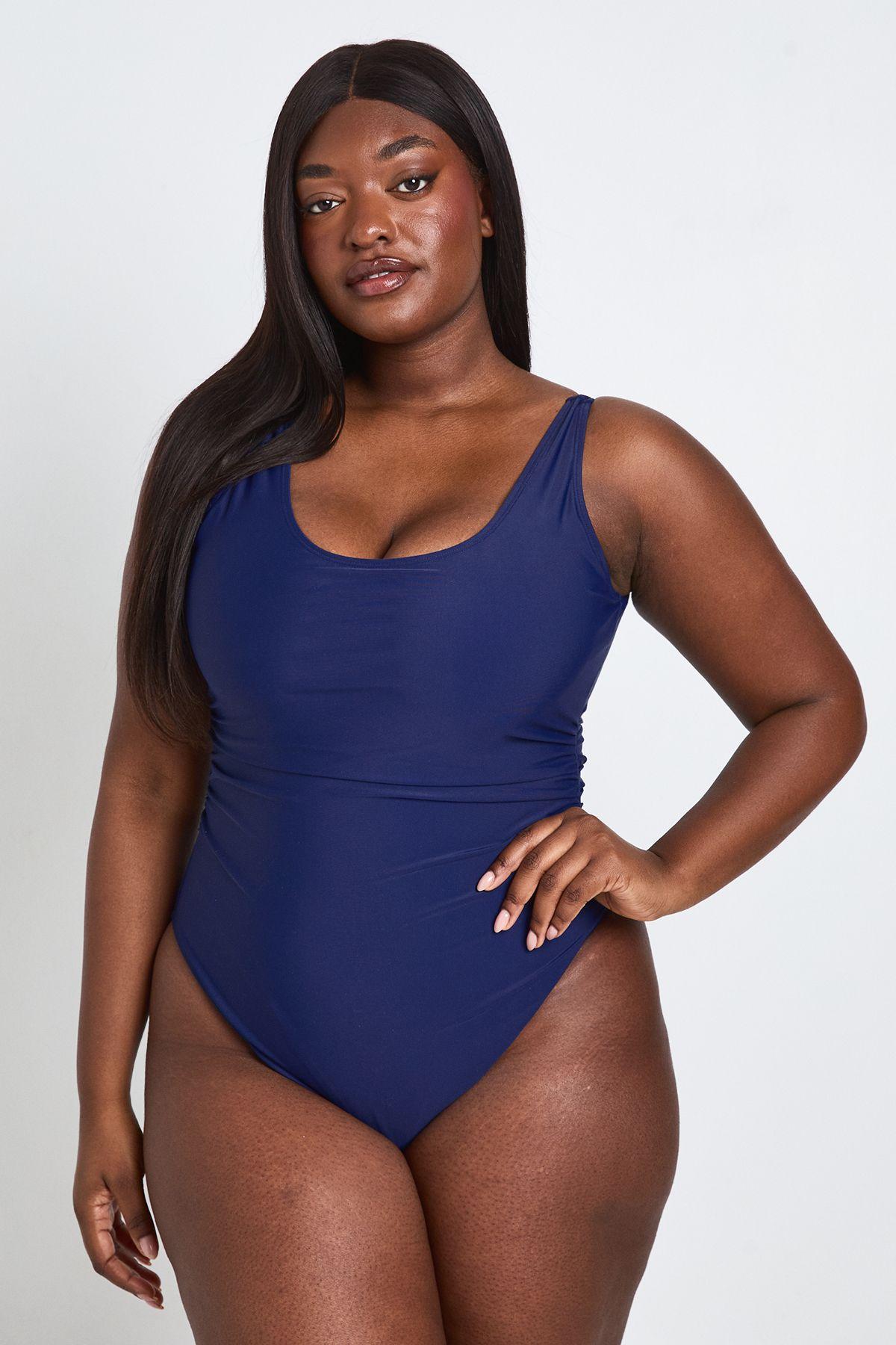 Plus Tummy Control Plunge Swimsuit by BOOHOO