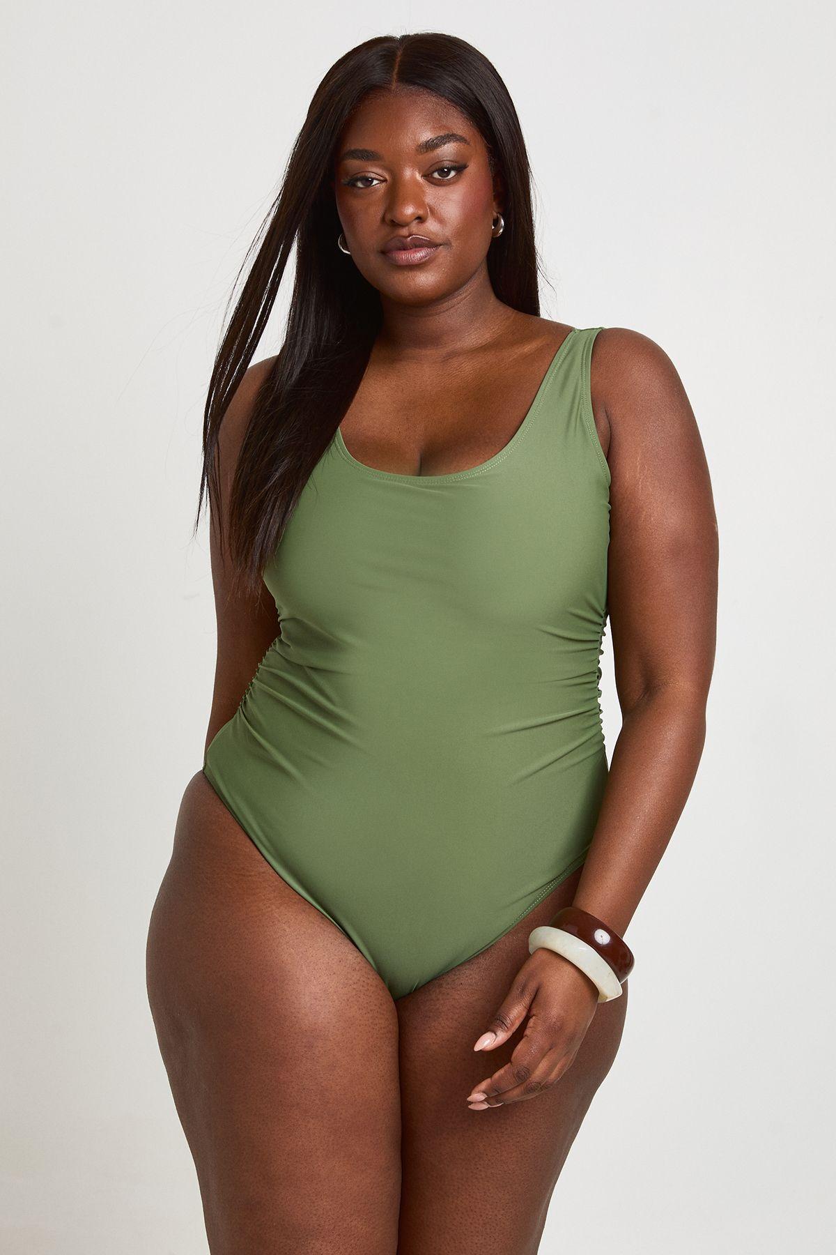 Plus Tummy Control Scoop Swimsuit by BOOHOO
