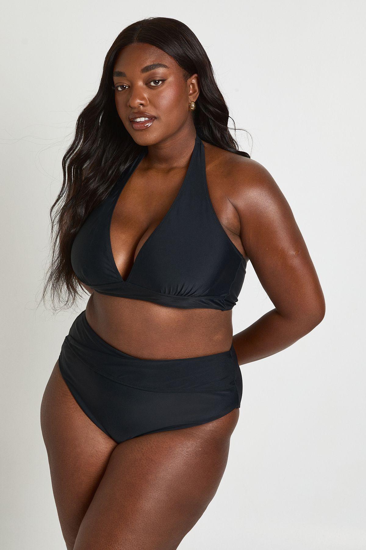 Plus Tummy Control Wrap Over Waist Bikini Bottom by BOOHOO