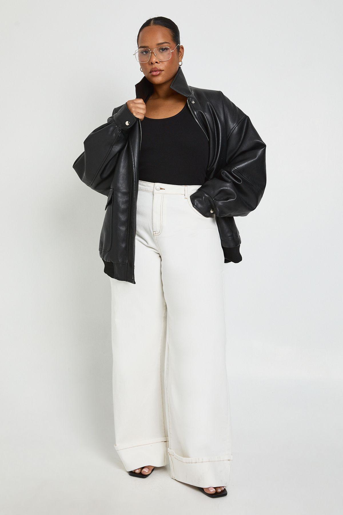 Plus Turn Up High Waist Wide Leg Jean by BOOHOO