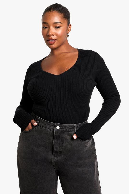 Plus Twist Back Detail Rib Knit Top by BOOHOO