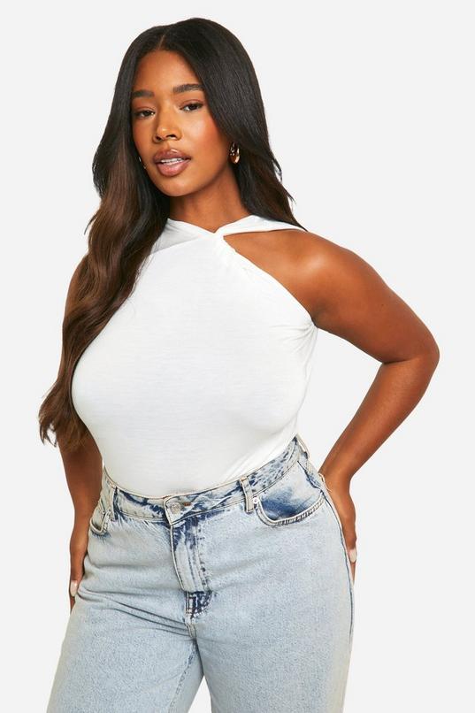 Plus Twist Racer Neckline Top by BOOHOO