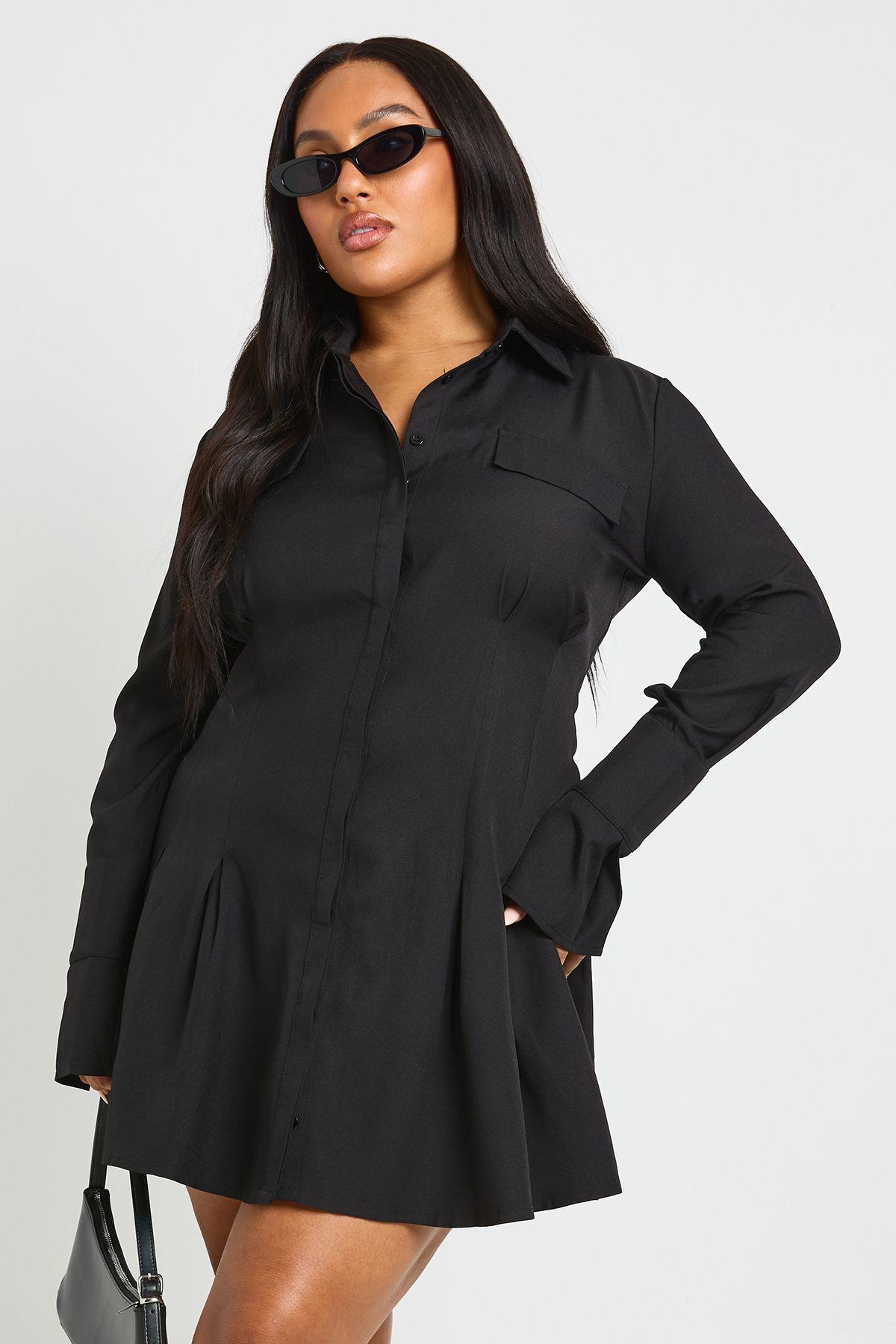 Plus Utility Cotton Shirt Dress by BOOHOO