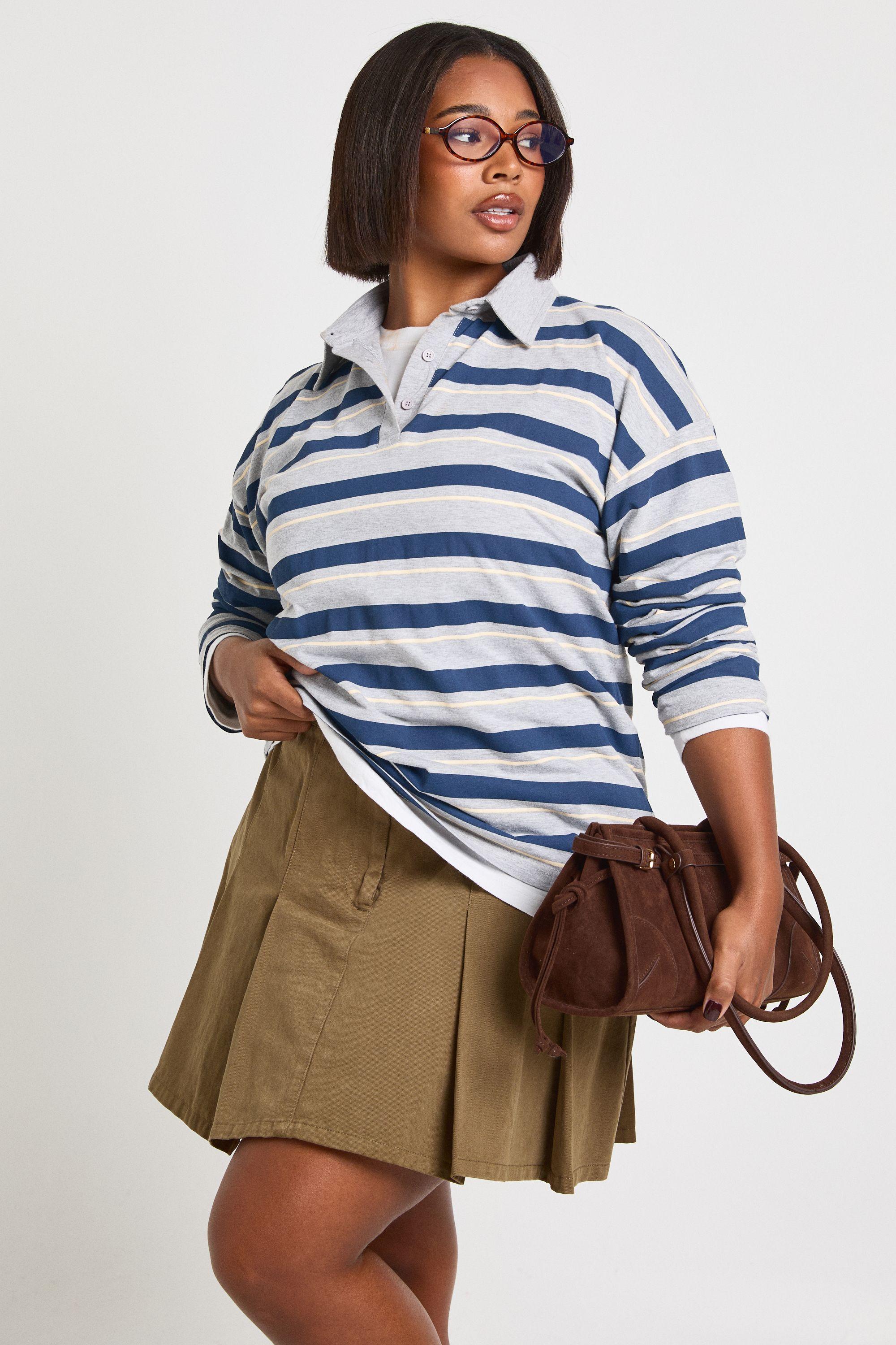 Plus Utility Twill Pleated Skirt by BOOHOO