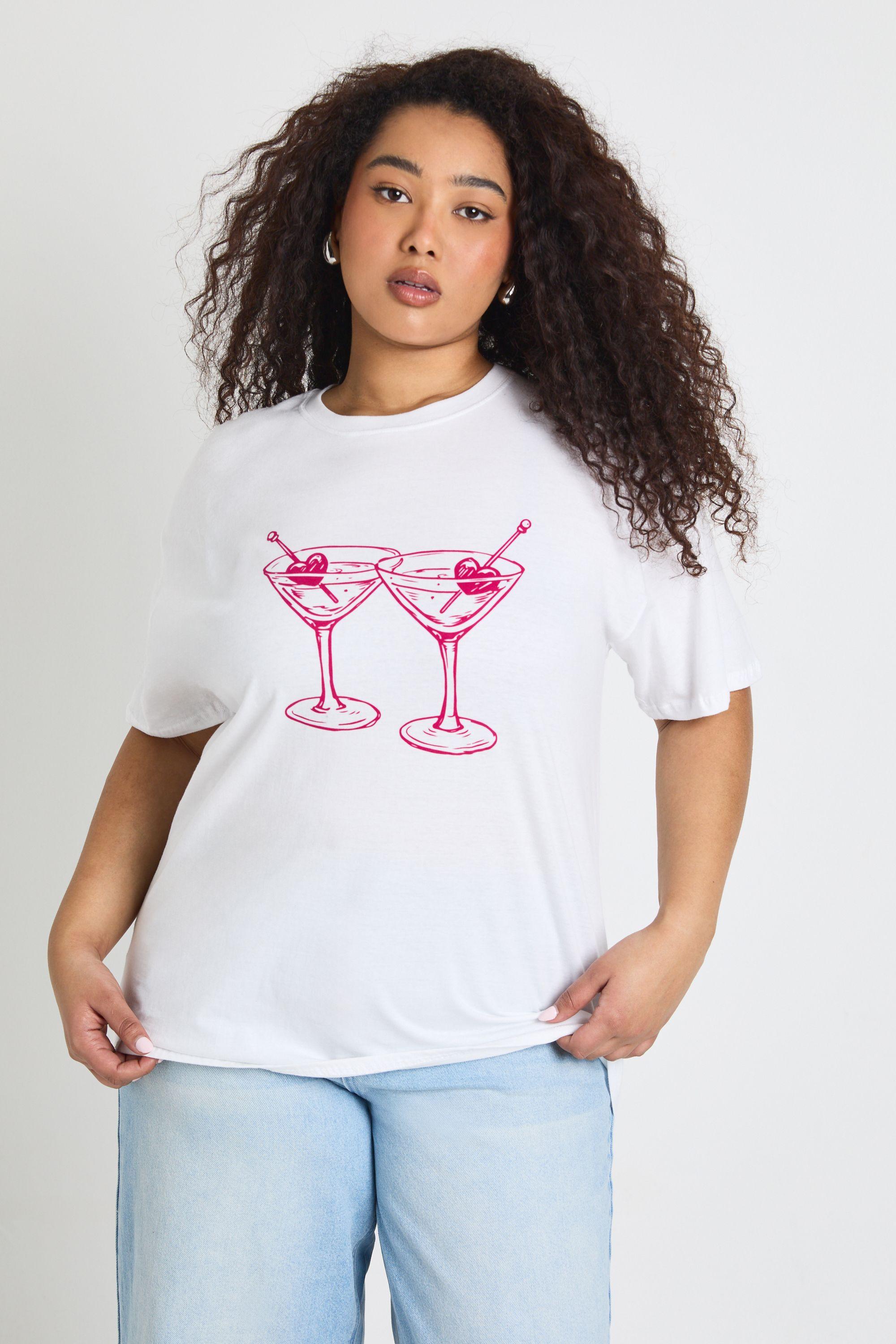 Plus Valentines Cocktail Graphic Tee by BOOHOO