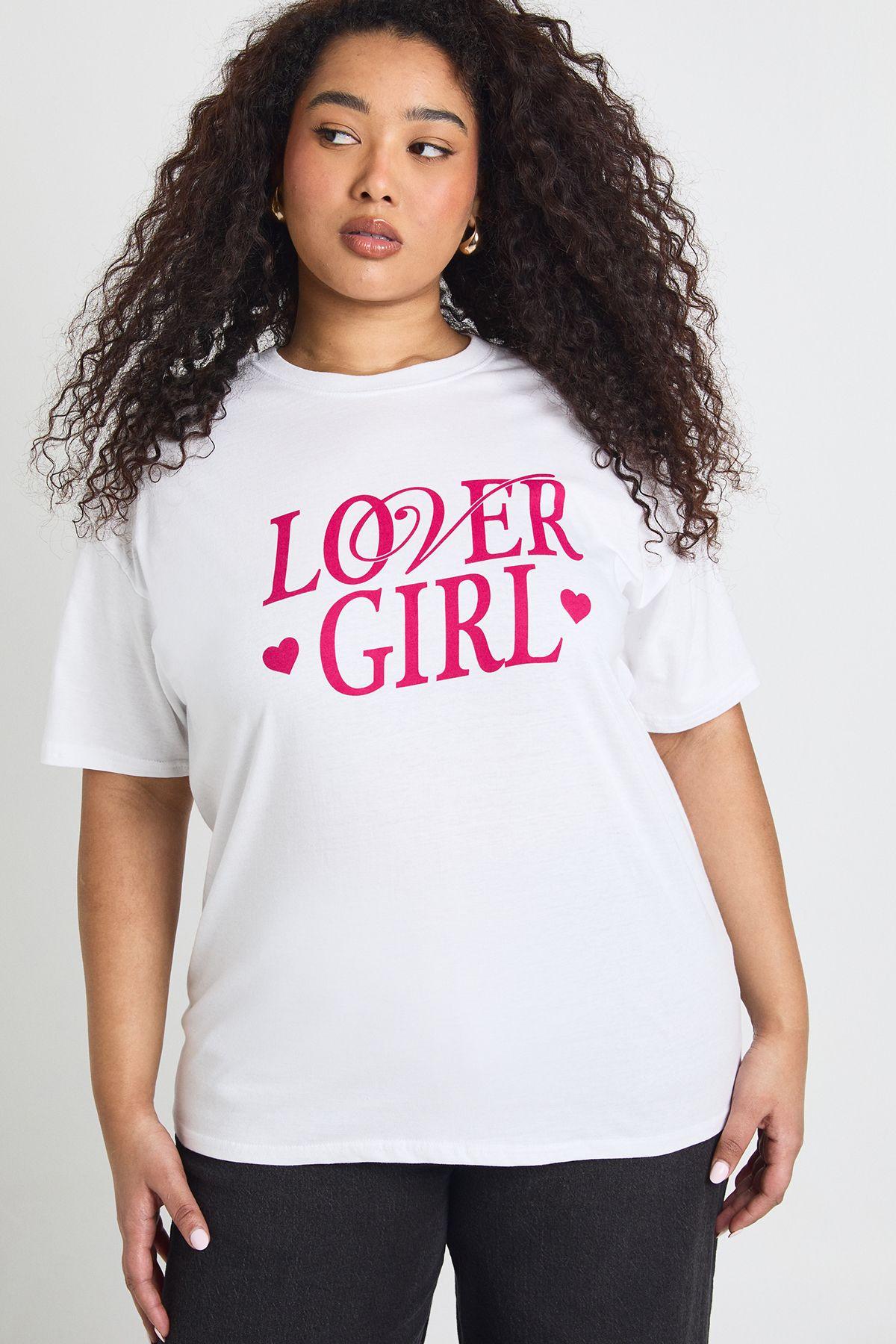Plus Valentines "Lover Girl" Graphic Tee by BOOHOO