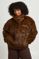Plus Vintage Look Faux Fur Funnel Neck Jacket by BOOHOO
