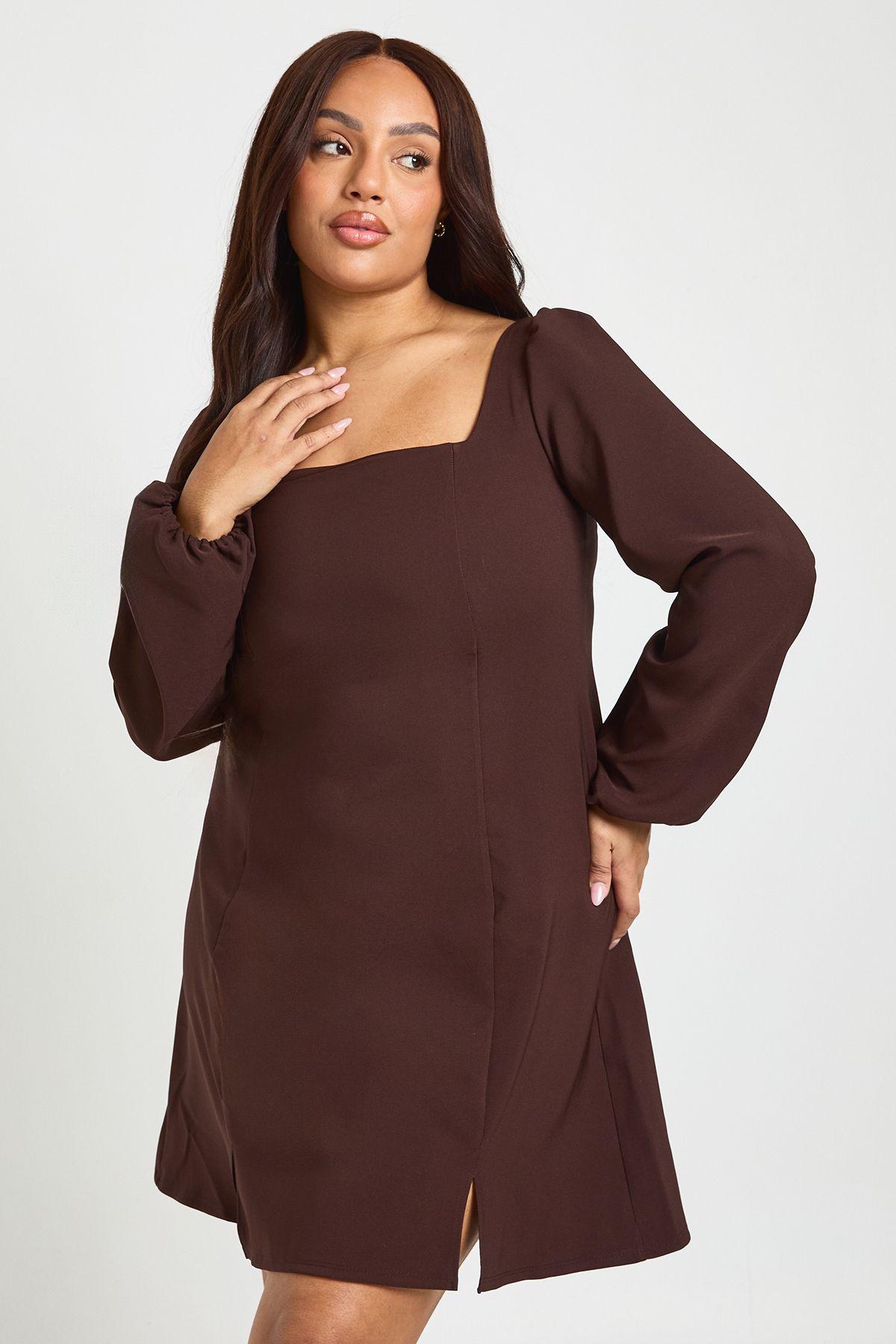 Plus Volume Sleeve Fit & Flare Mini Dress by BOOHOO