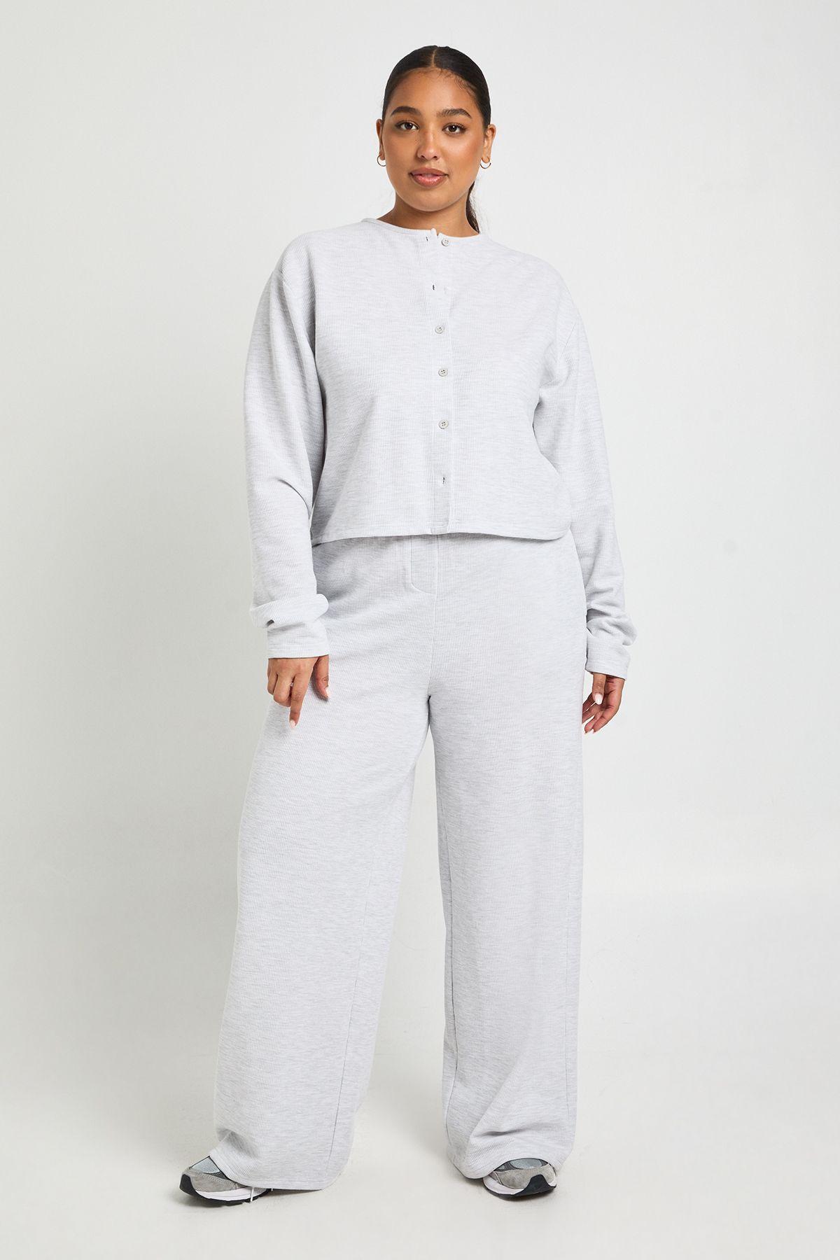 Plus Waffle Button Down Wide Leg Co-Ord by BOOHOO