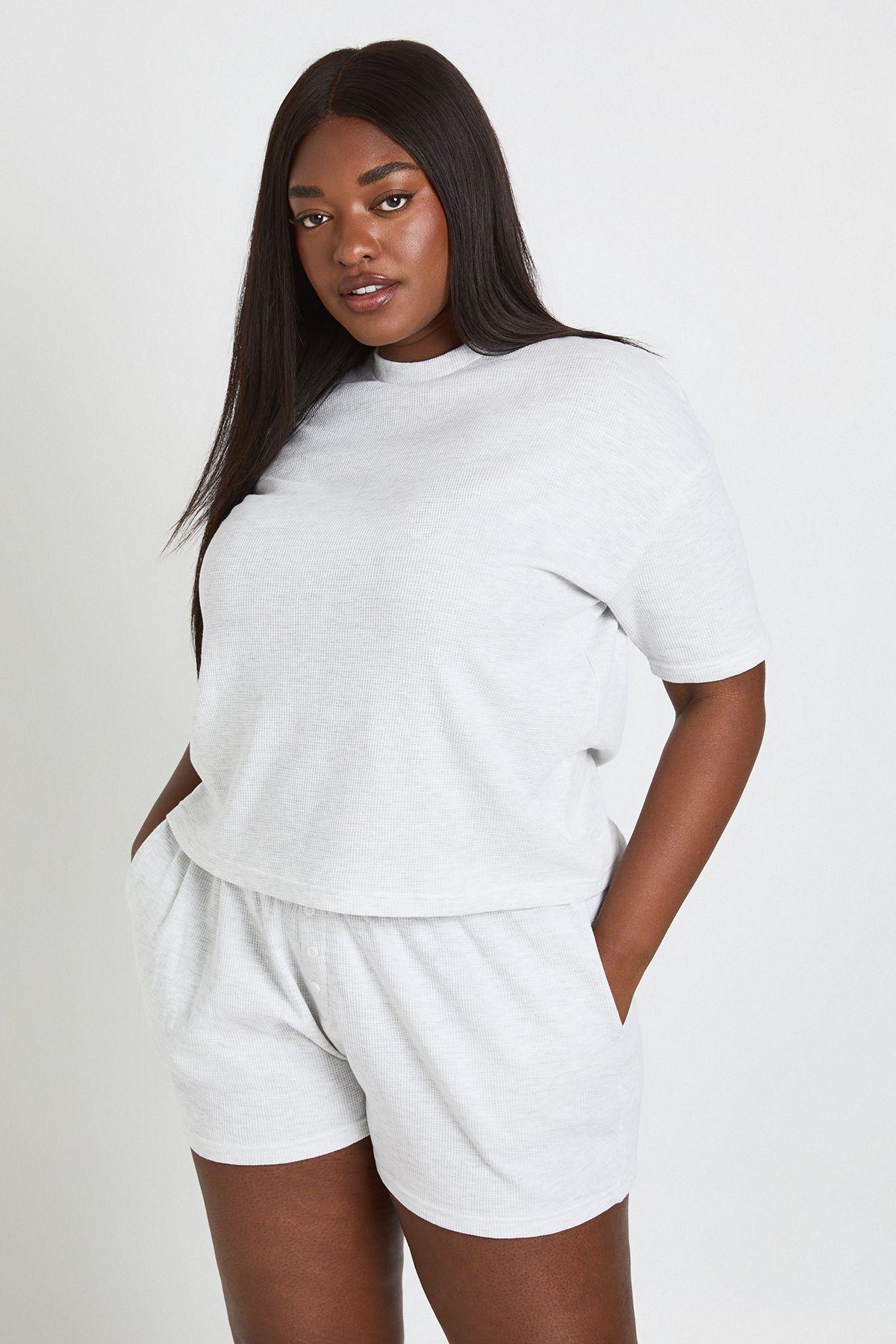 Plus Waffle T-shirt and Shorts Co-ord by BOOHOO