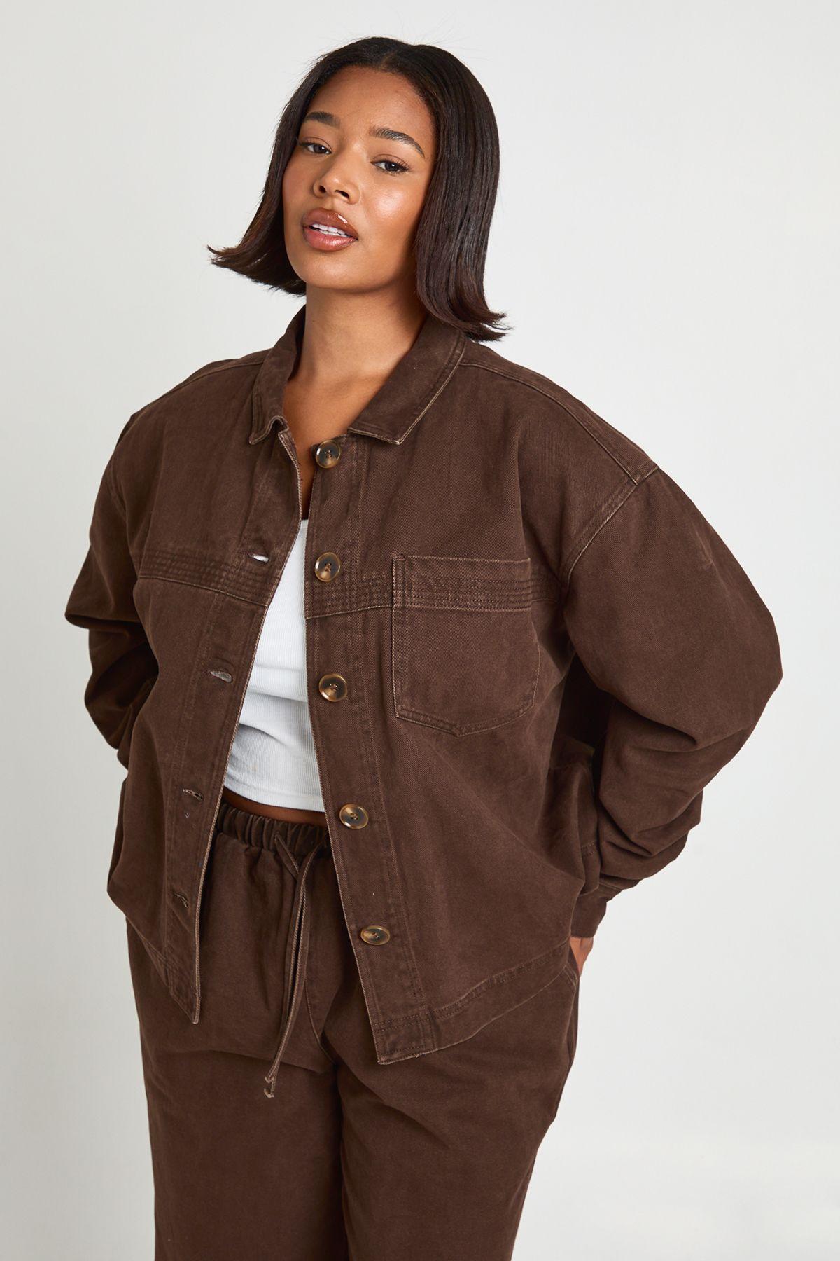 Plus Washed Denim Long Sleeve Shirt by BOOHOO