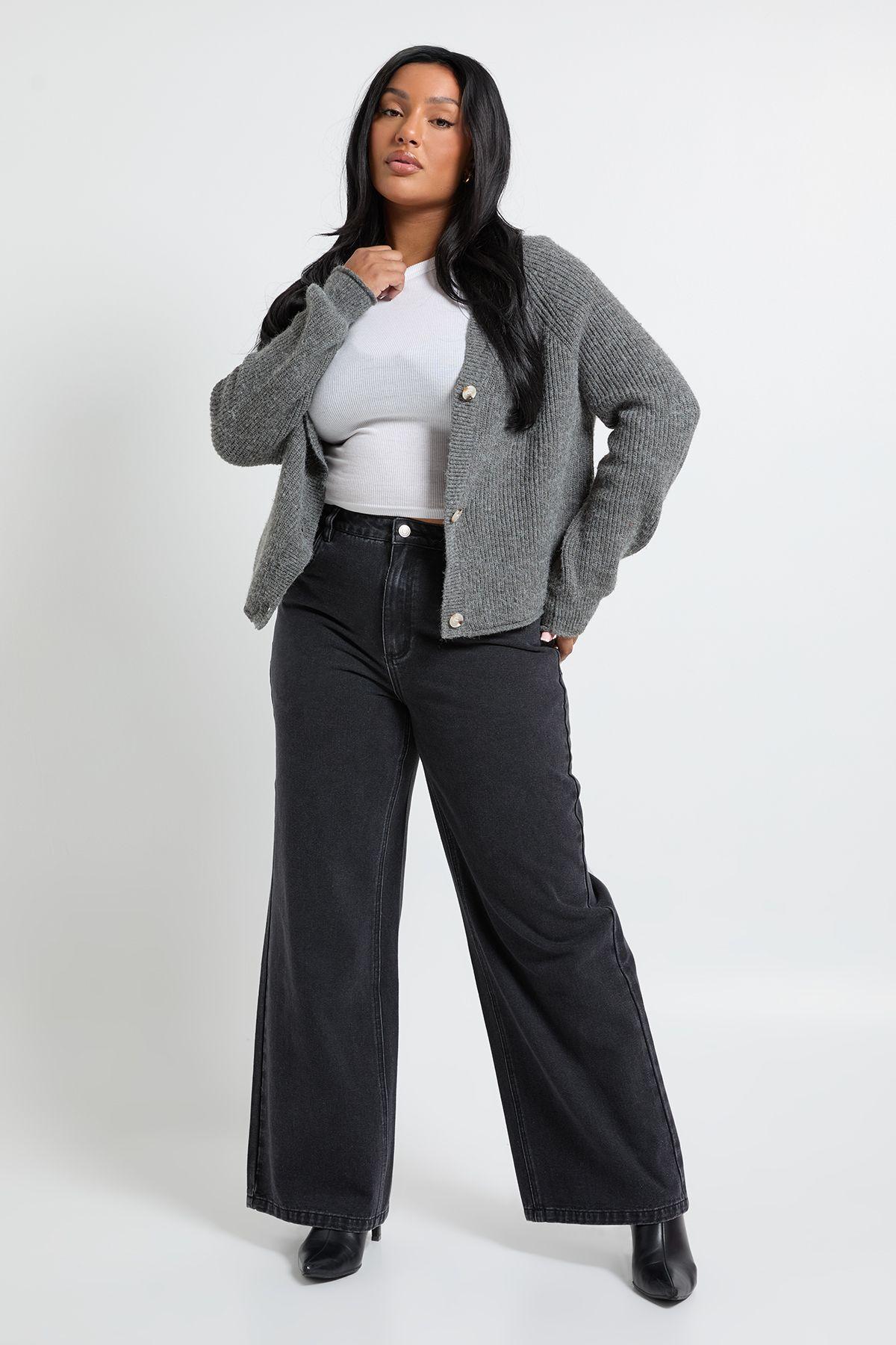 Plus Washed Straight Leg Jean by BOOHOO