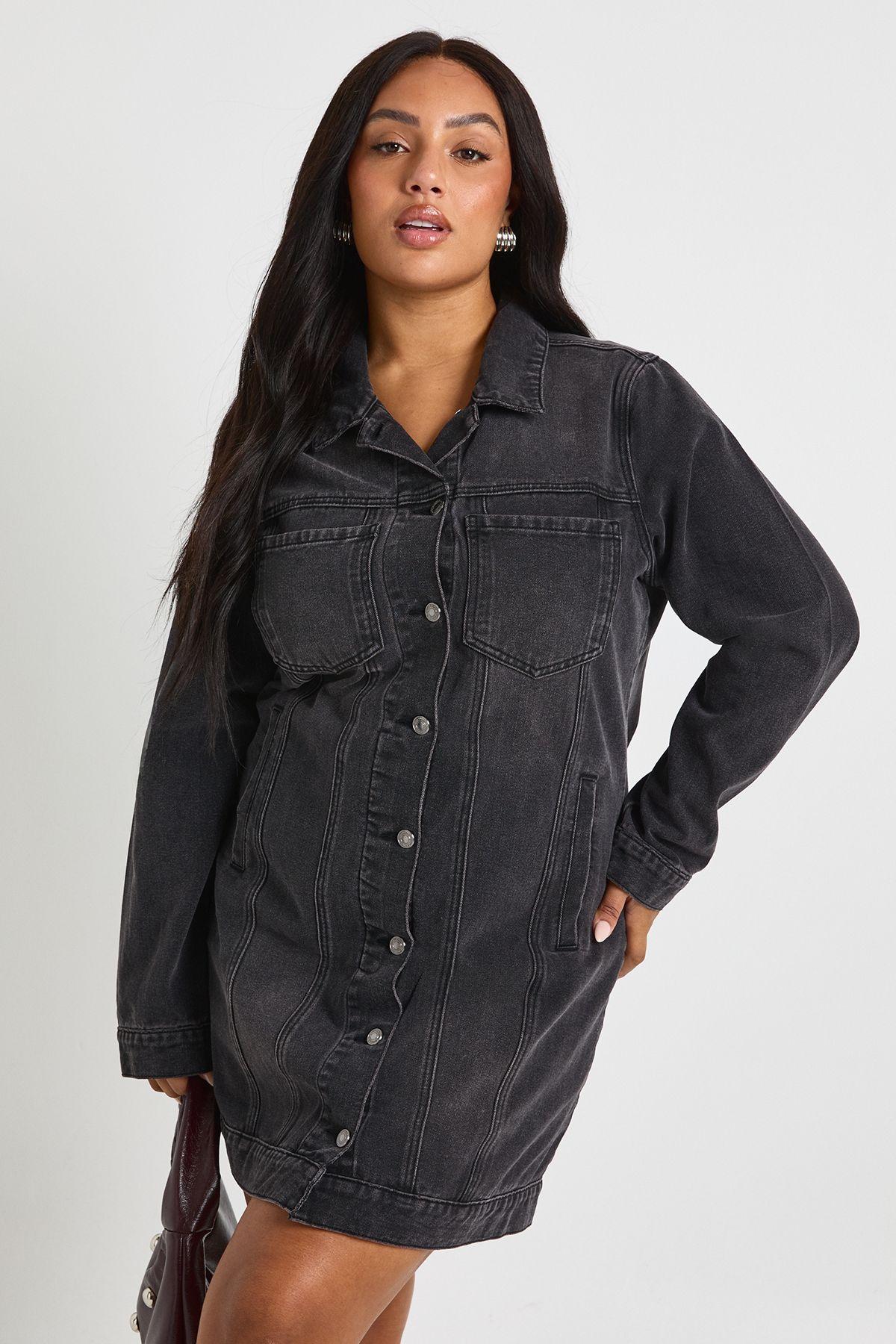 Plus Western Denim Mini Dress by BOOHOO