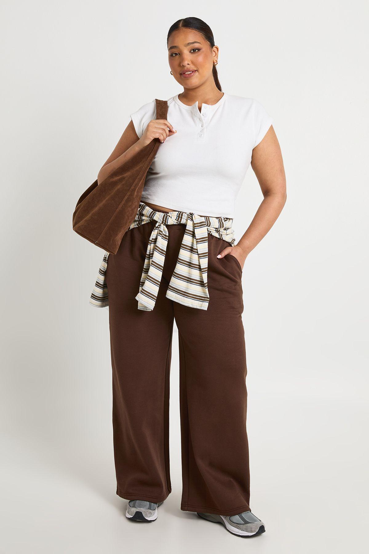 Plus Wide Leg Joggers by BOOHOO