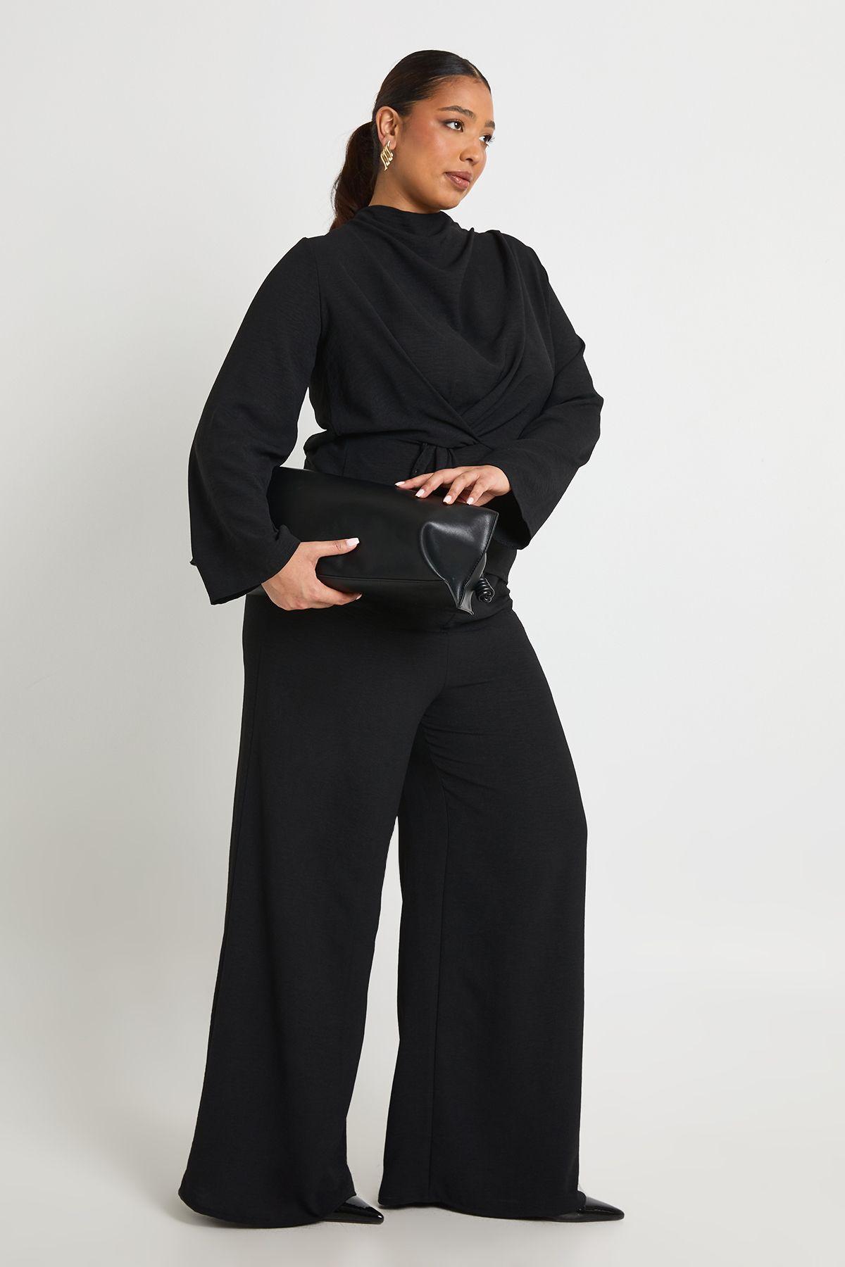 Plus Woven Drape Long Sleeve Blouse & Trouser Co-Ord by BOOHOO