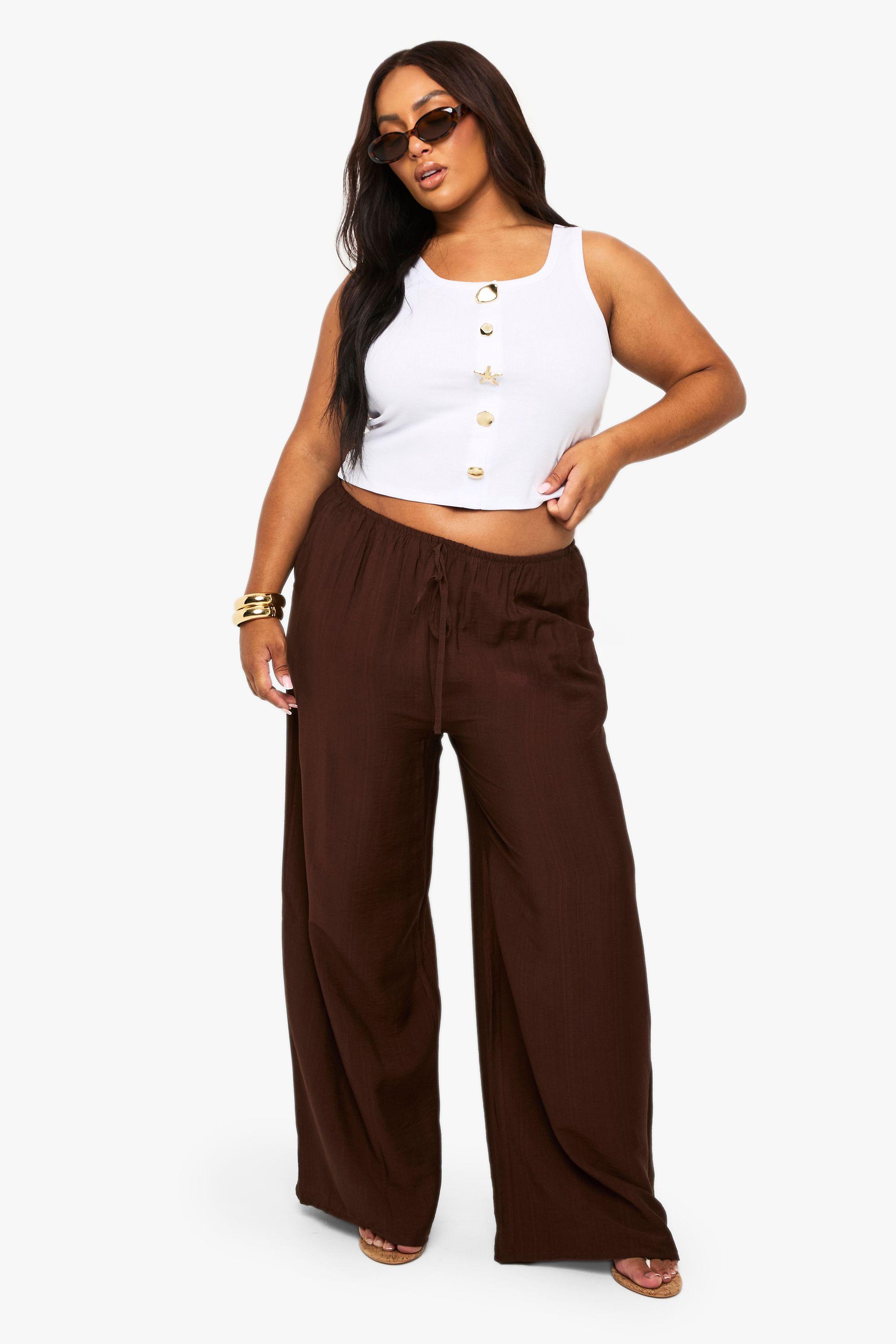 Plus Woven Drawstring Wide Leg Trouser by BOOHOO