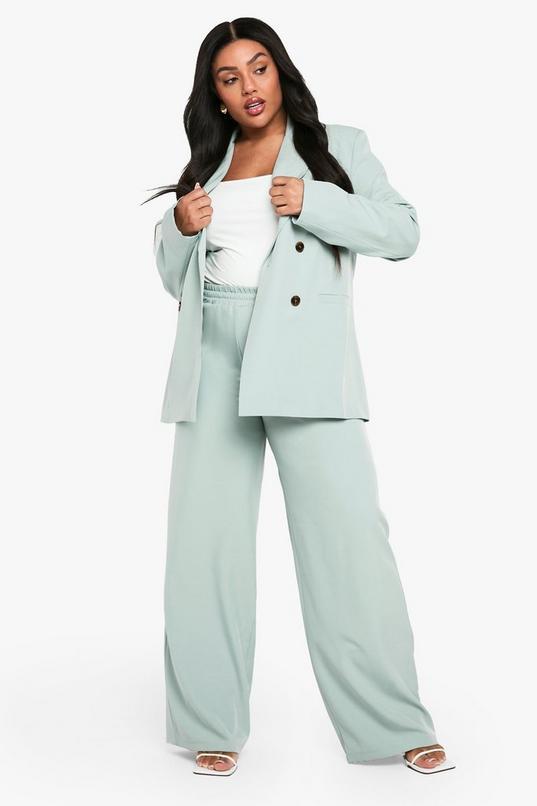 Plus Woven Tailored Elasticated Wide Leg Trouser by BOOHOO