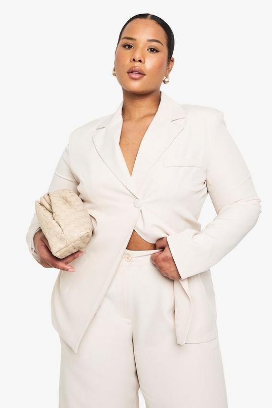 Plus Woven Tailored Wrap Blazer by BOOHOO
