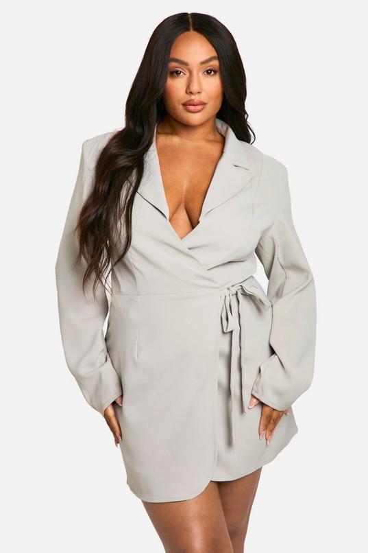 Plus Woven Tailored Wrap Dress by BOOHOO