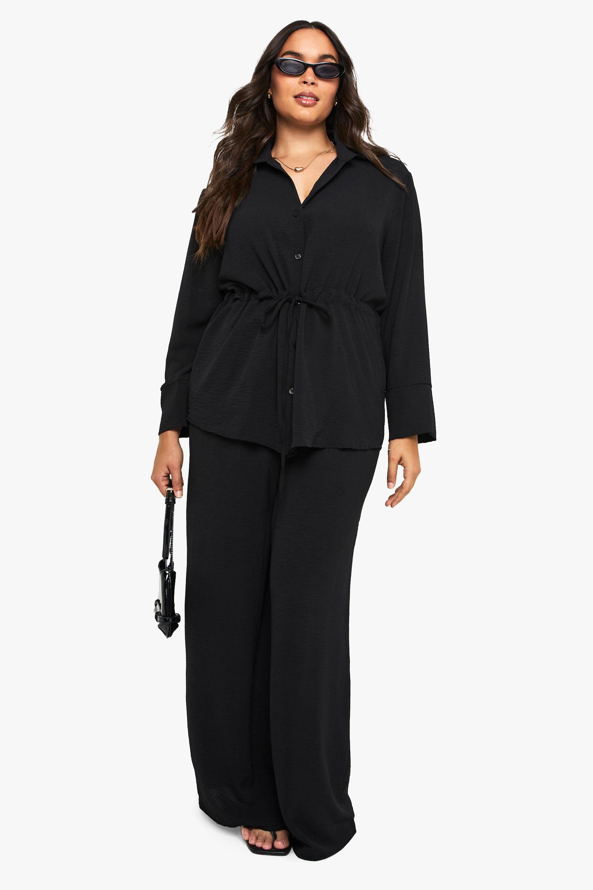 Plus Woven Tie Waist Shirt & Trouser Co Ord by BOOHOO
