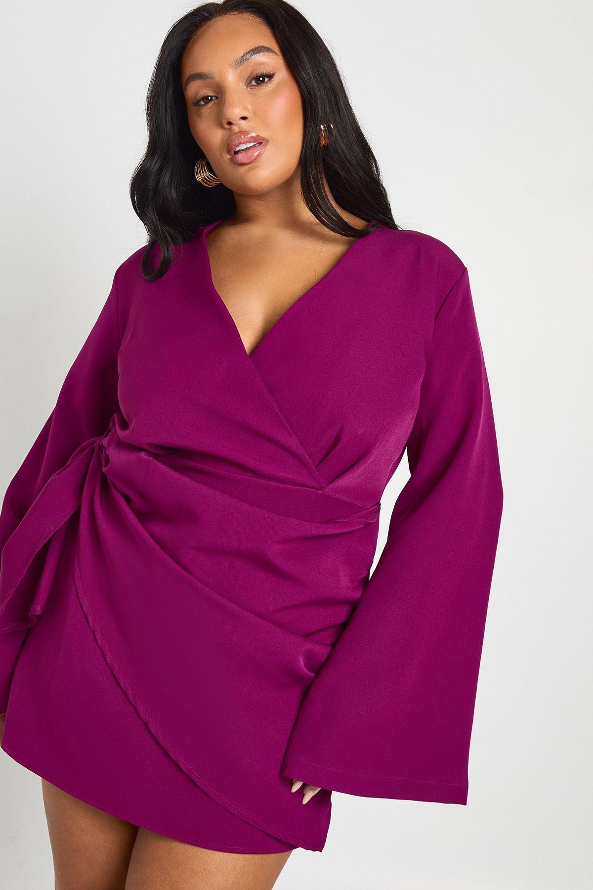 Plus Wrap Front Blazer Dress by BOOHOO