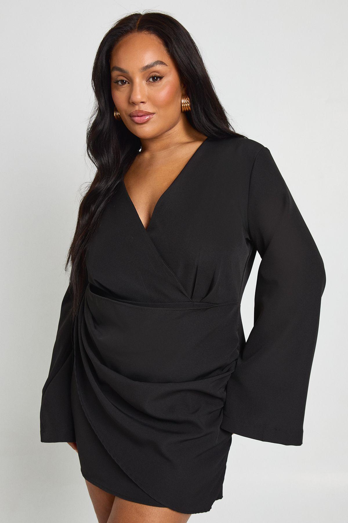 Plus Wrap Front Blazer Dress by BOOHOO