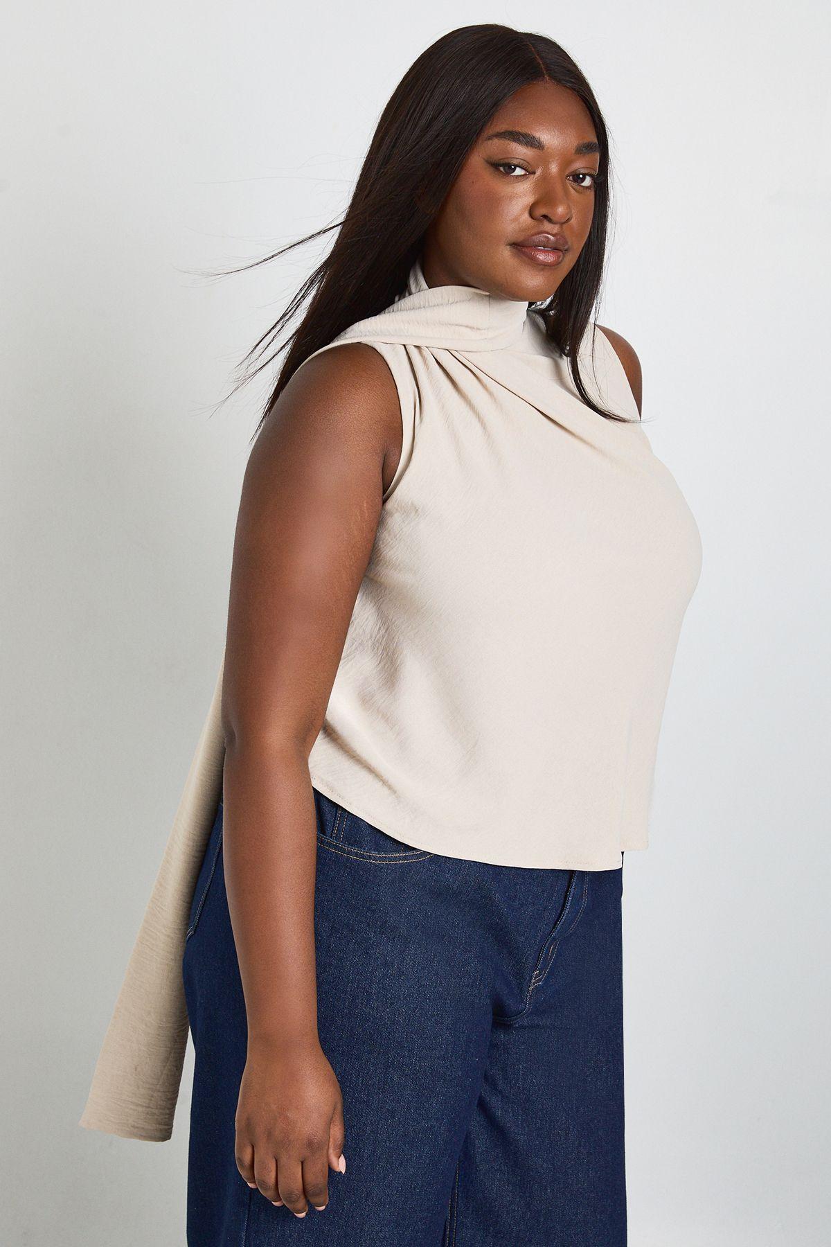 Plus Wrap Over Scarf Top by BOOHOO